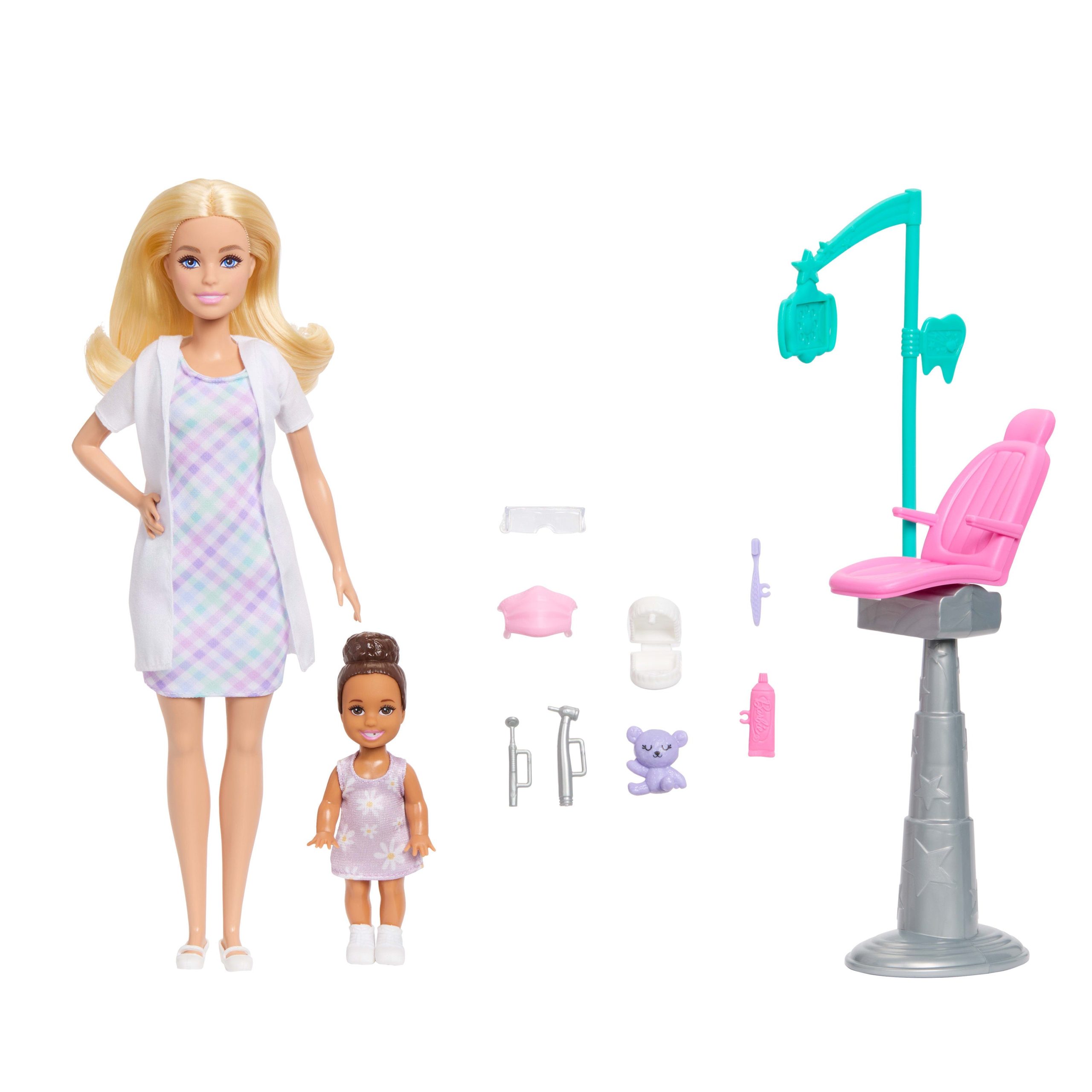 Barbie Careers Dentist Playset With Blonde Fashion Doll. Small Doll. Examination Chair & Accessories