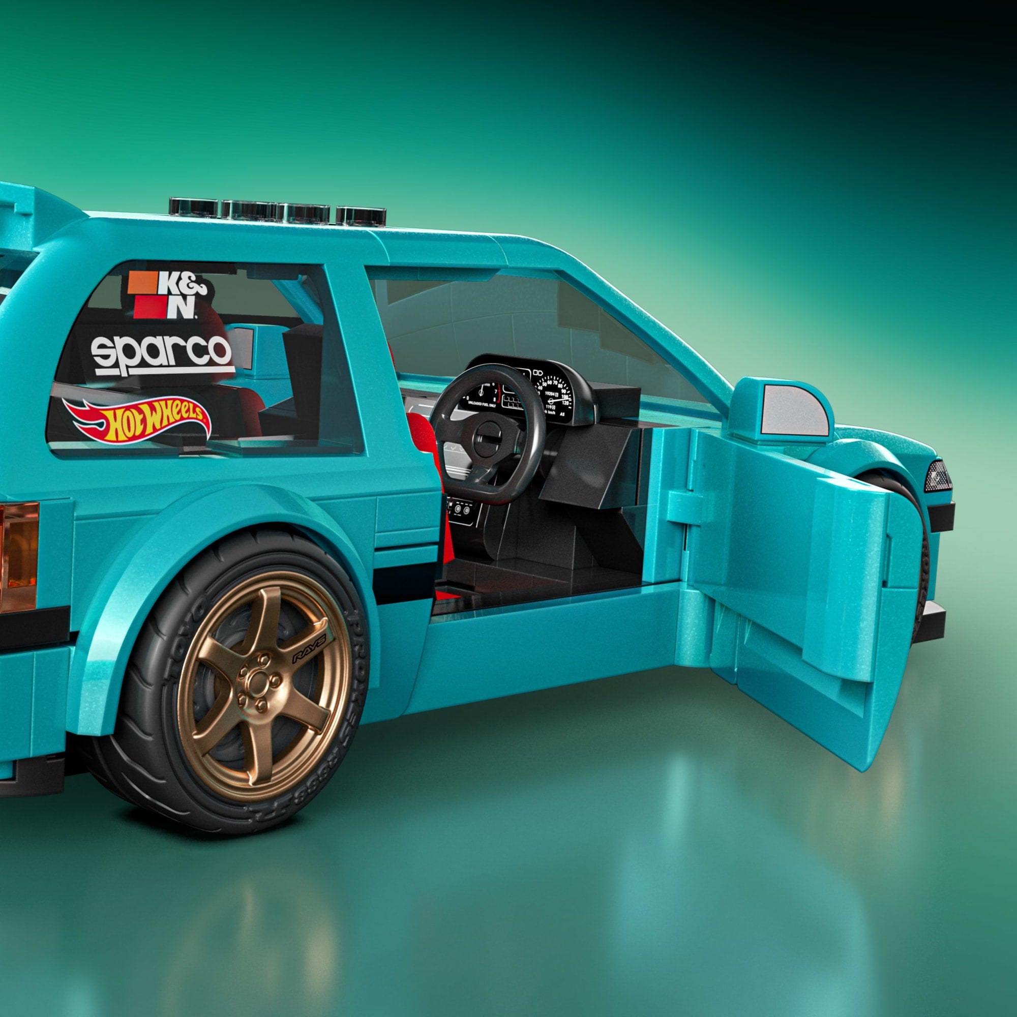 Hot Wheels Coffret Mattel Brick Shop Série Speed Custom Honda Civic Ef de 1990 - Image 6