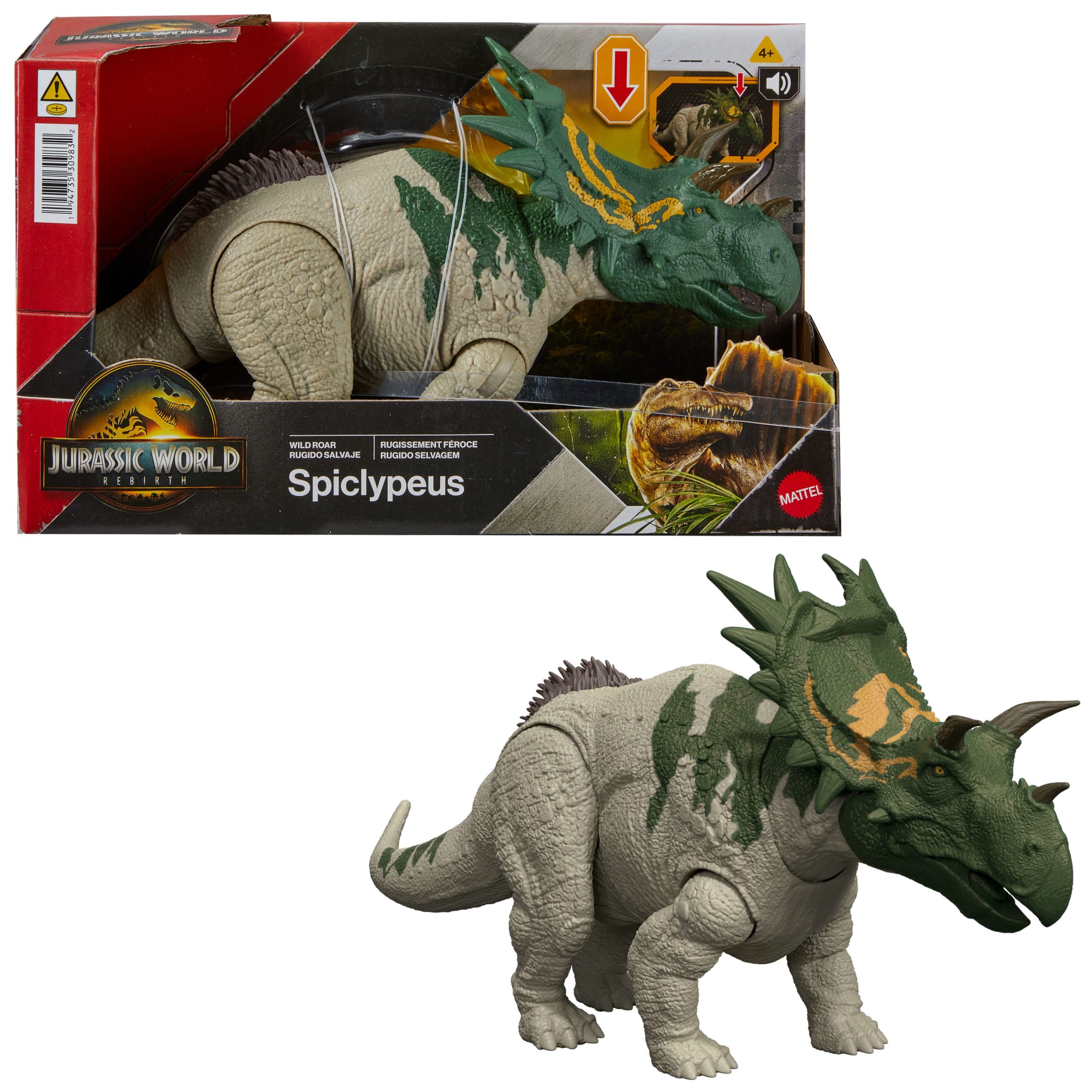 Jurassic World Rebirth Wild Roar Spiclypeus Dinosaur Toy. Tail Controlled Attack Chomp & Sound