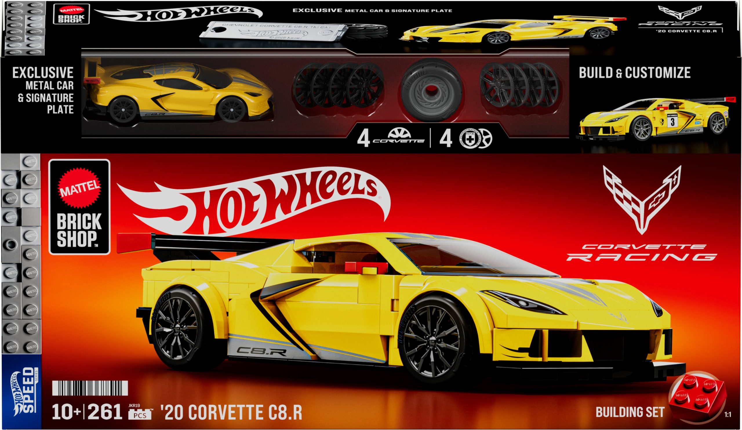 Mattel Brick Shop Hot Wheels '20 Corvette C8.R Building Set - Image 7