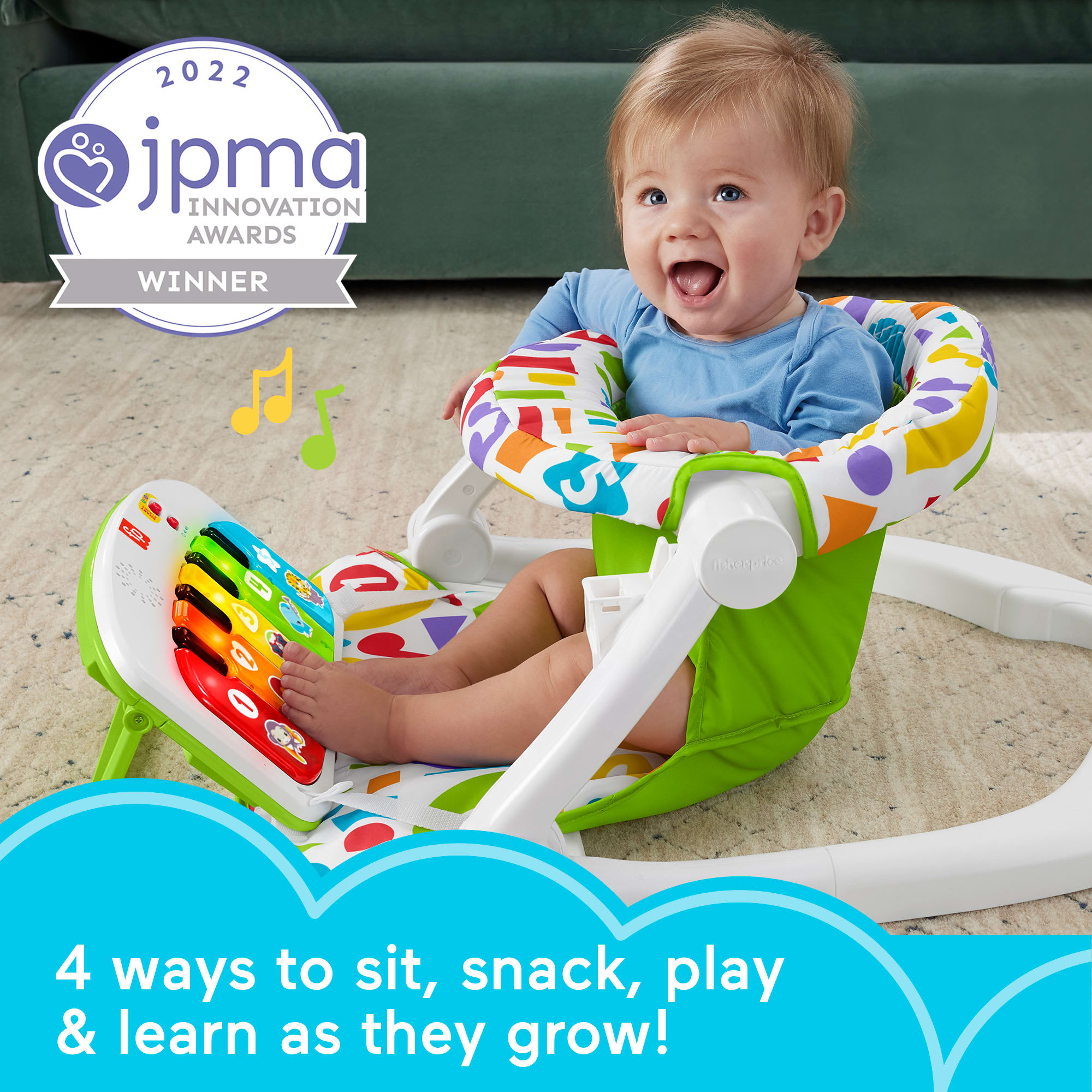 Fisher-Price Kick & Play Deluxe Sit-Me-Up Seat Portable Chair & Learning Toy For Baby & Toddler - Image 2