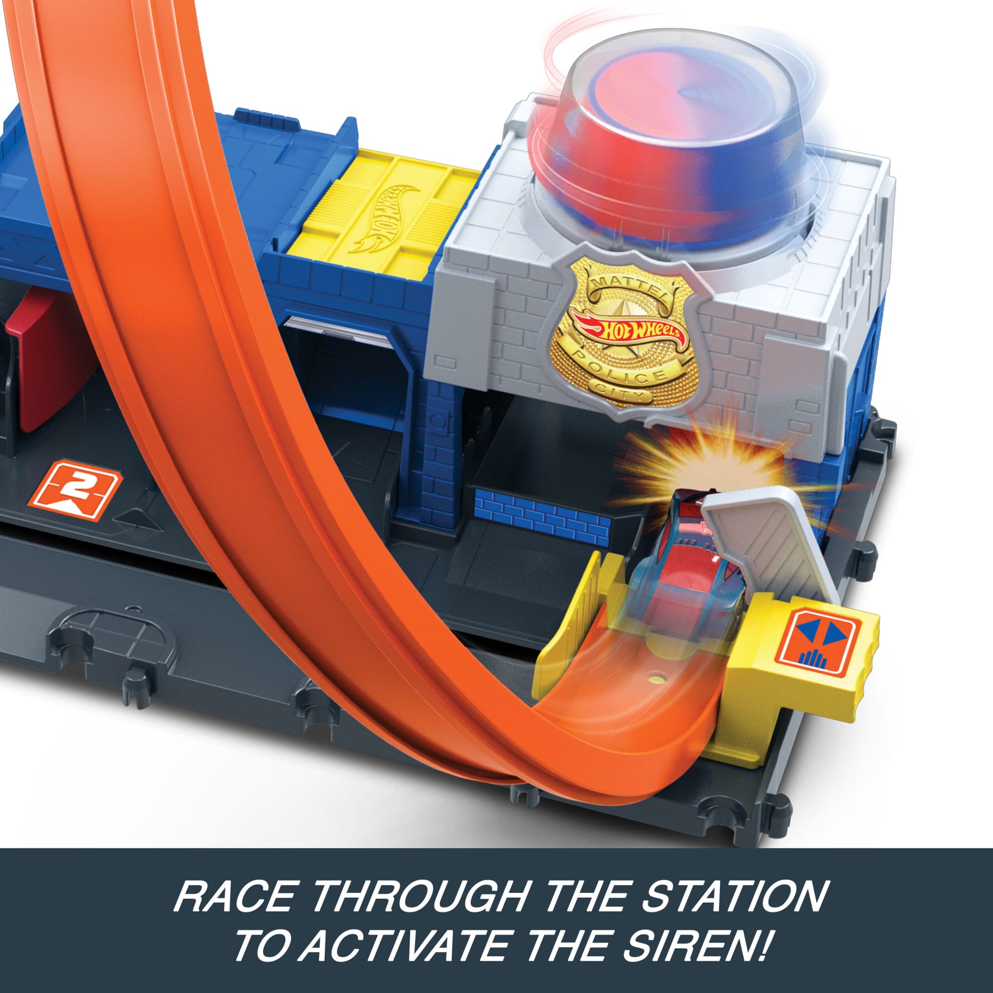 Hot Wheels City Super Police Station Playset With 1:64 Scale Police Toy Car & Adjustable Track Loop - Image 5