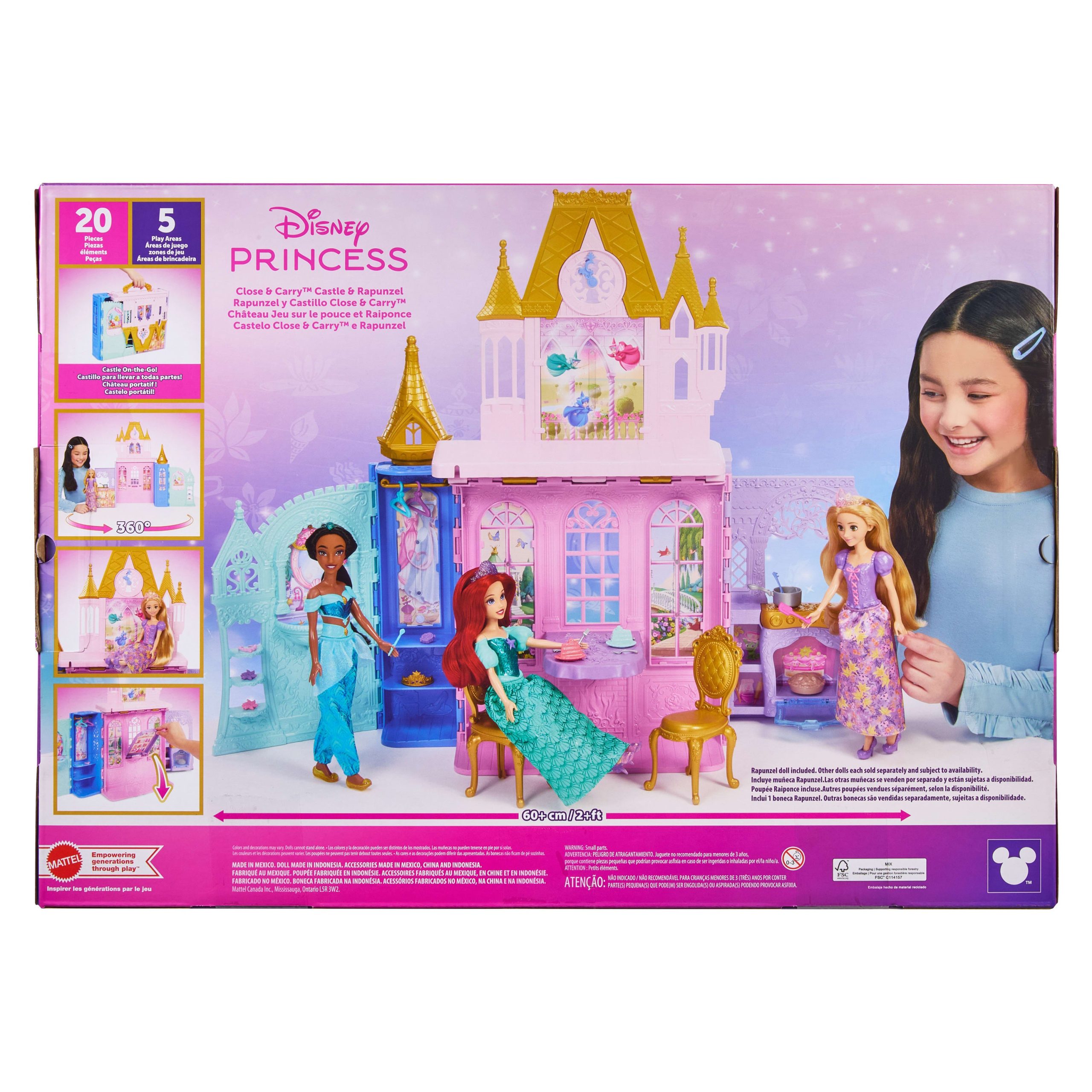 Disney Princess Rapunzel Doll And Close & Carry Castle Playset With 5 Play Areas & 20 Accessories - Image 6