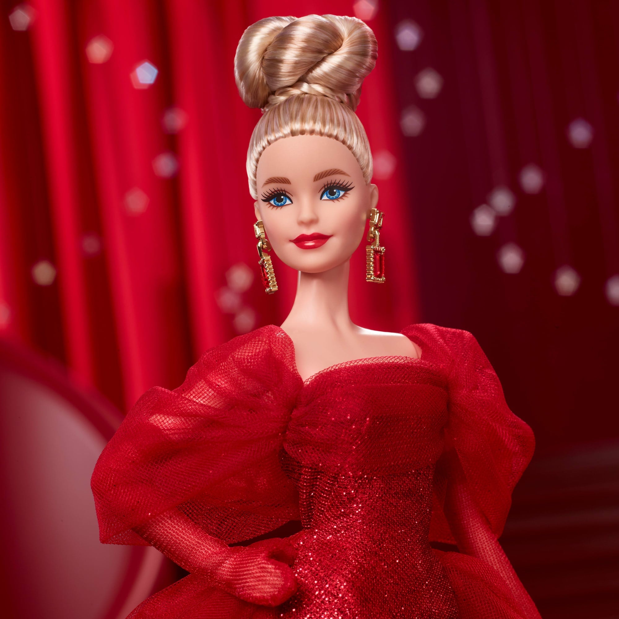 Barbie Signature Collectible Doll For Mattel 80th Anniversary. Glittery Red Tulle Gown. Blonde Hair - Image 3