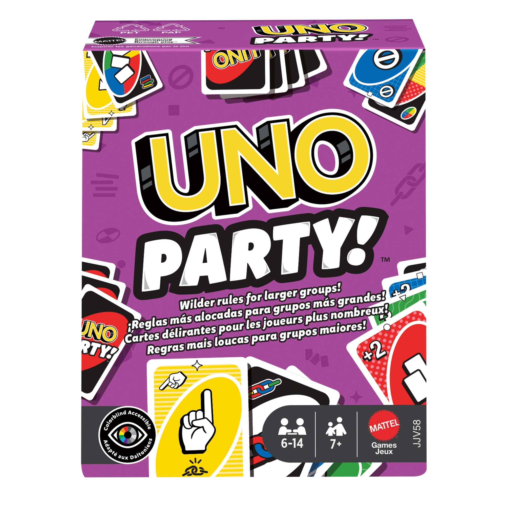 UNO Party Card Game For Large Groups. Kids. Adults & Family Nights. 6 To 14 Players Ages 7+ Years
