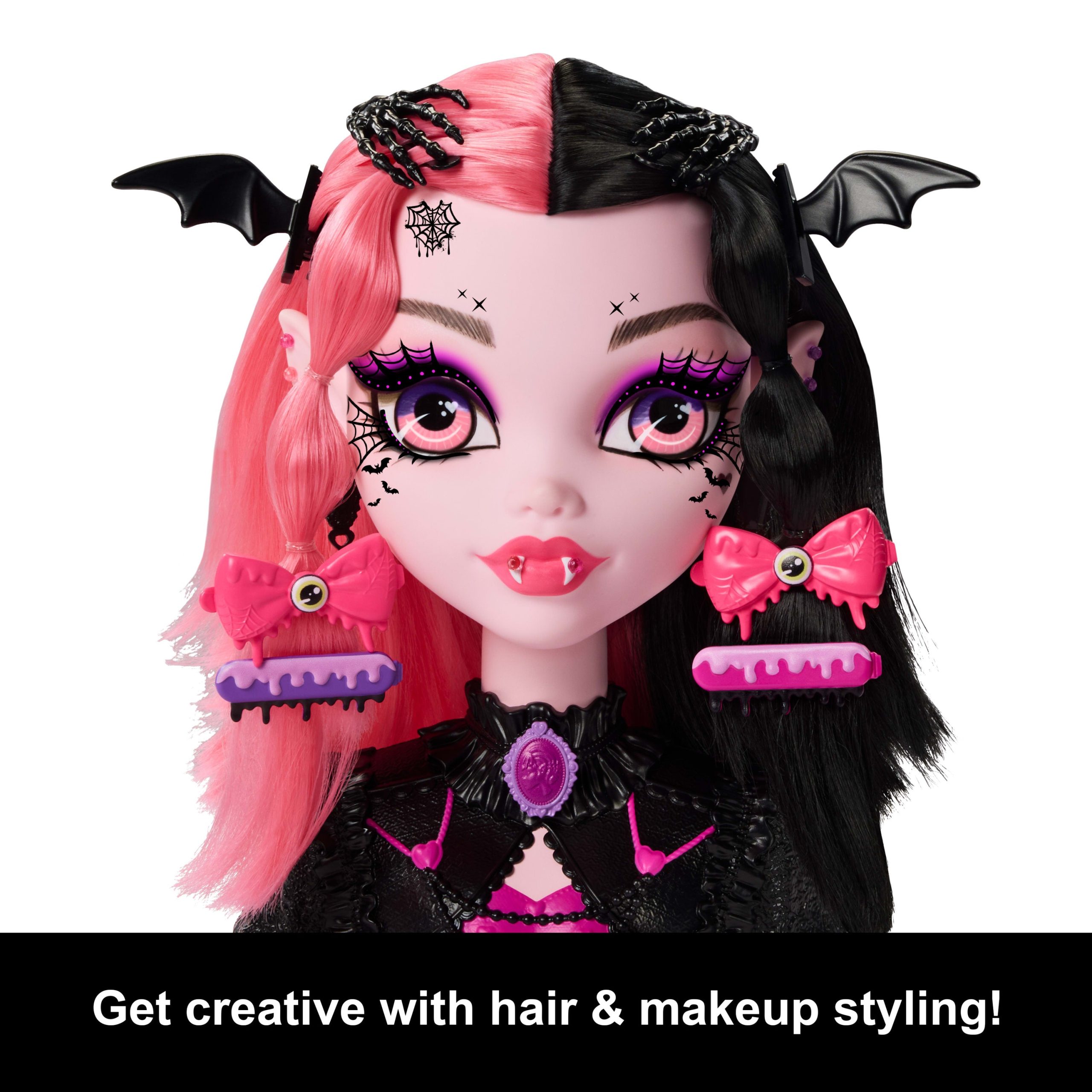 Monster High Draculaura Styling Head With Color Change And 25+ Accessories For Hair And Makeup - Image 5