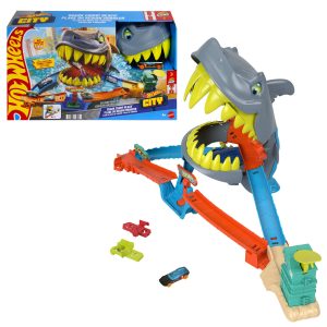 Hot Wheels City Shark Chomp Beach Playset & 1:64 Scale Die-Cast Toy Car. Big Win Moment