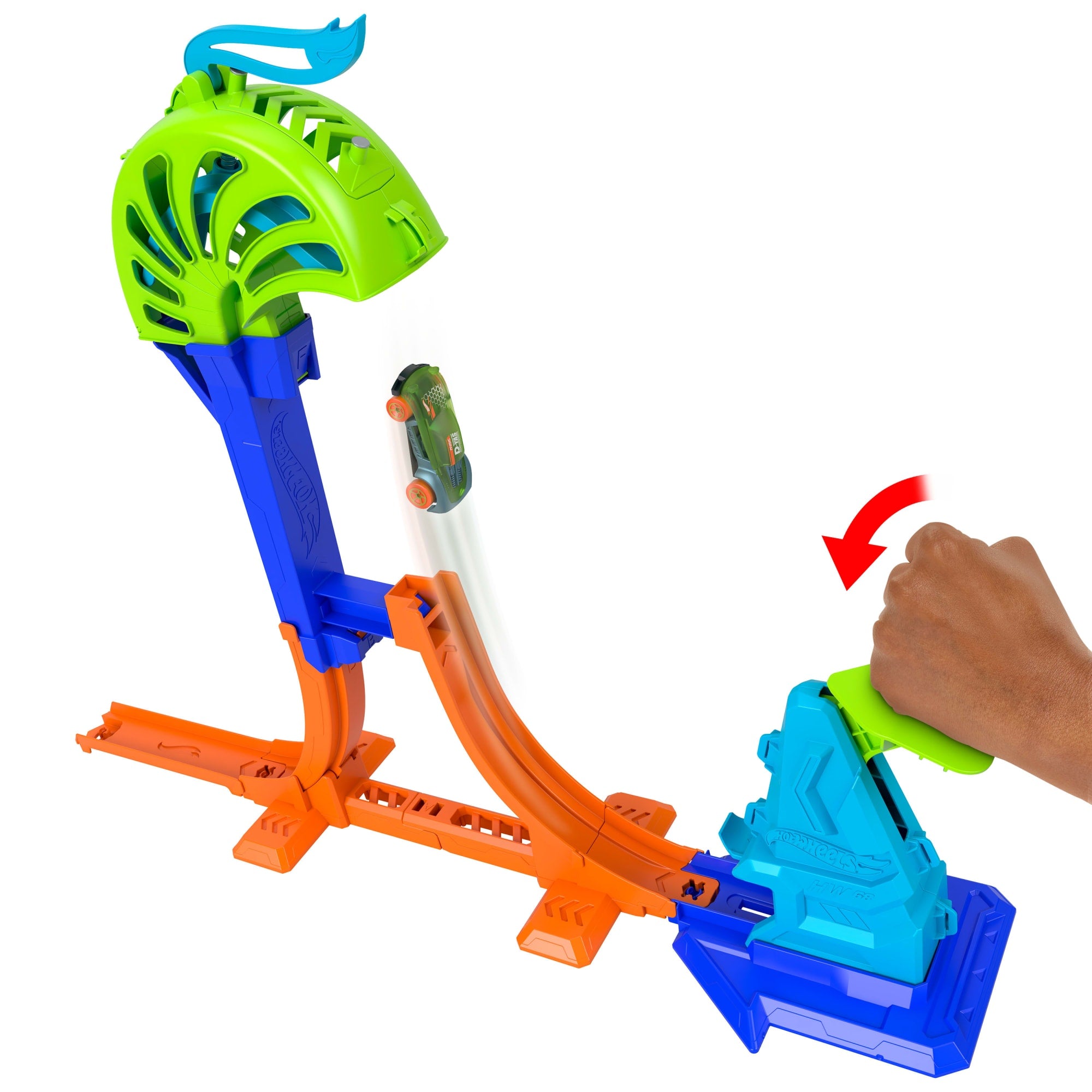 Hot Wheels Stunt Tracks Power Launch Champion Track Set & 1:64 Scale Die-Cast Toy Car - Image 2