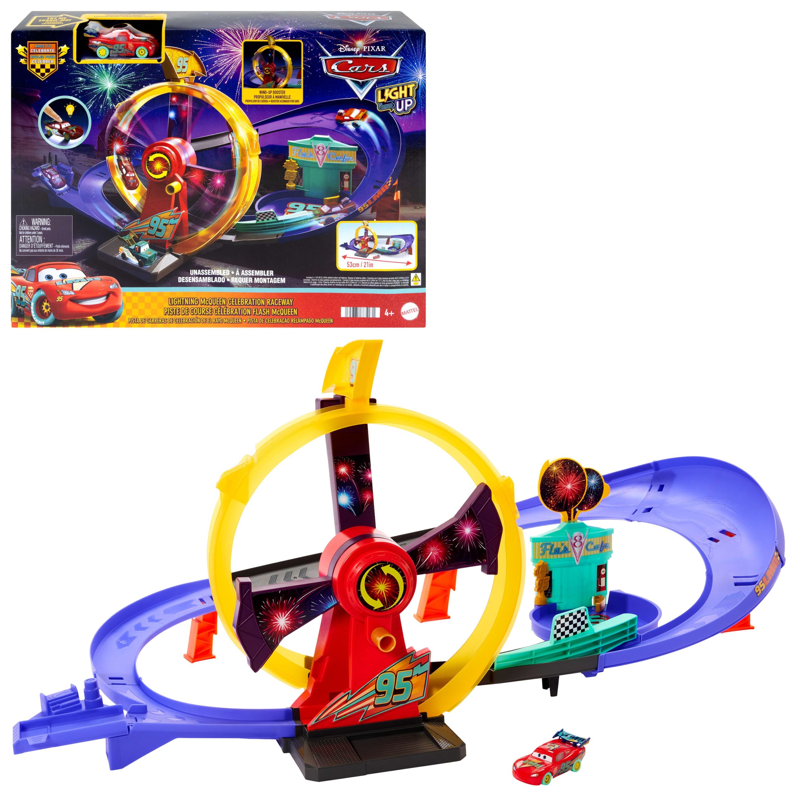 Disney And Pixar Cars Race To Celebrate Lightning Mcqueen Celebration Raceway Playset & Toy Car