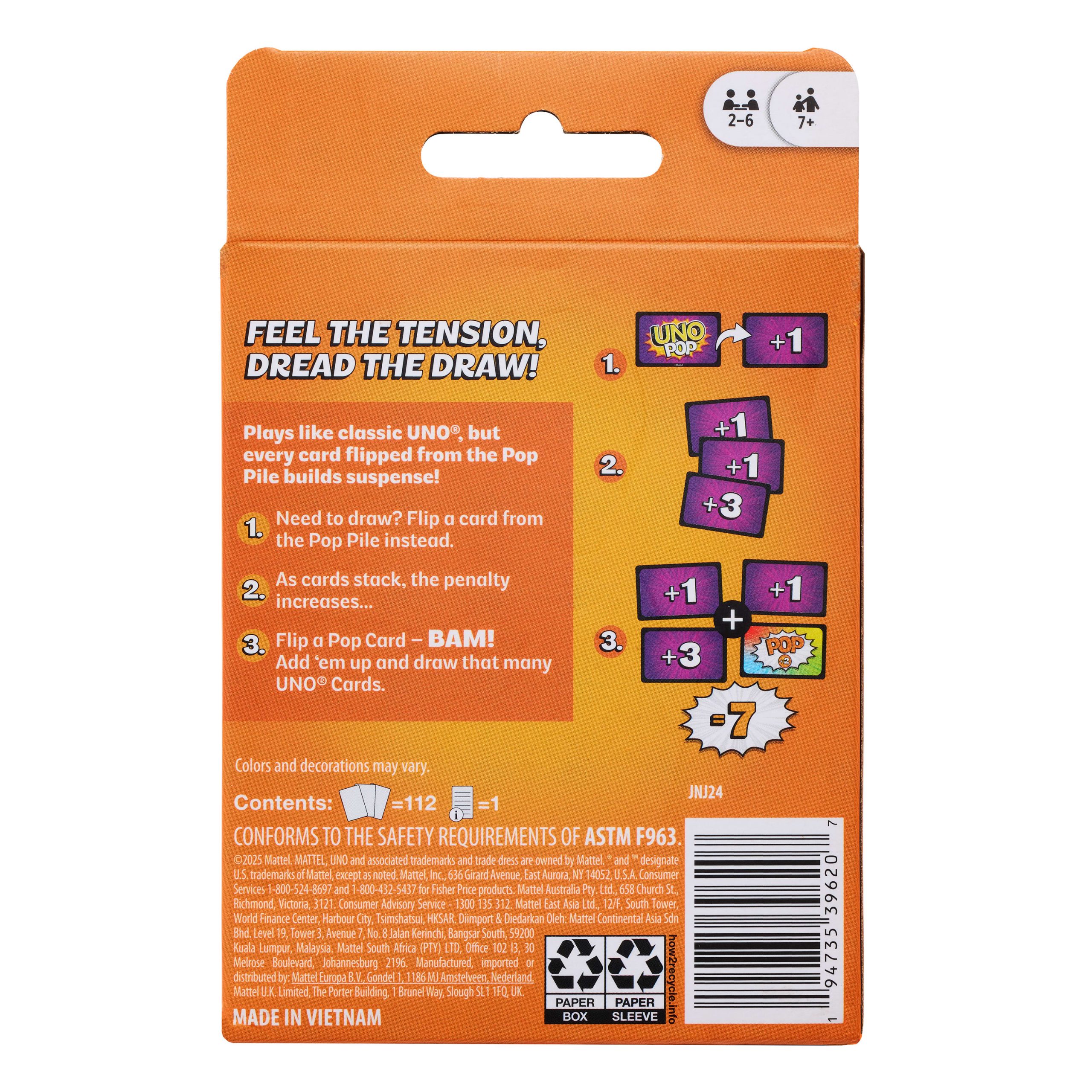UNO Pop Card Game For Kids. Adult & Family Nights. 2-6 Players Ages 7+ - Image 6