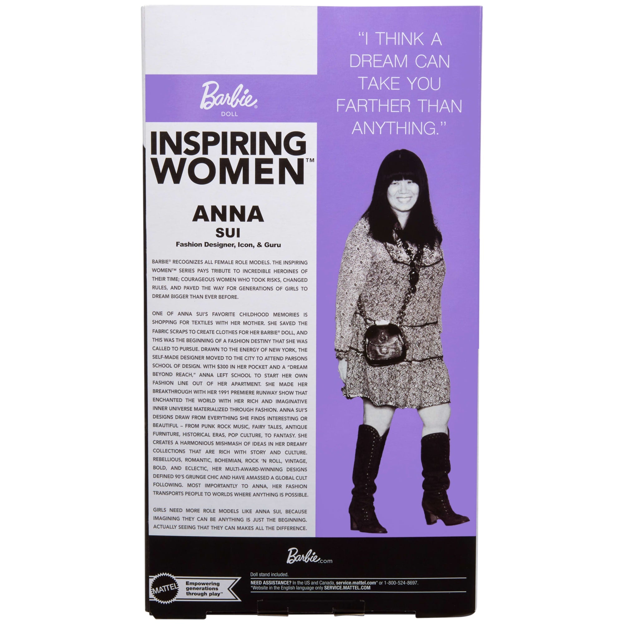 Barbie Inspiring Women Doll. Anna Sui Collectible in Black Dress With Sunglasses & Perfume Accessories - Image 6