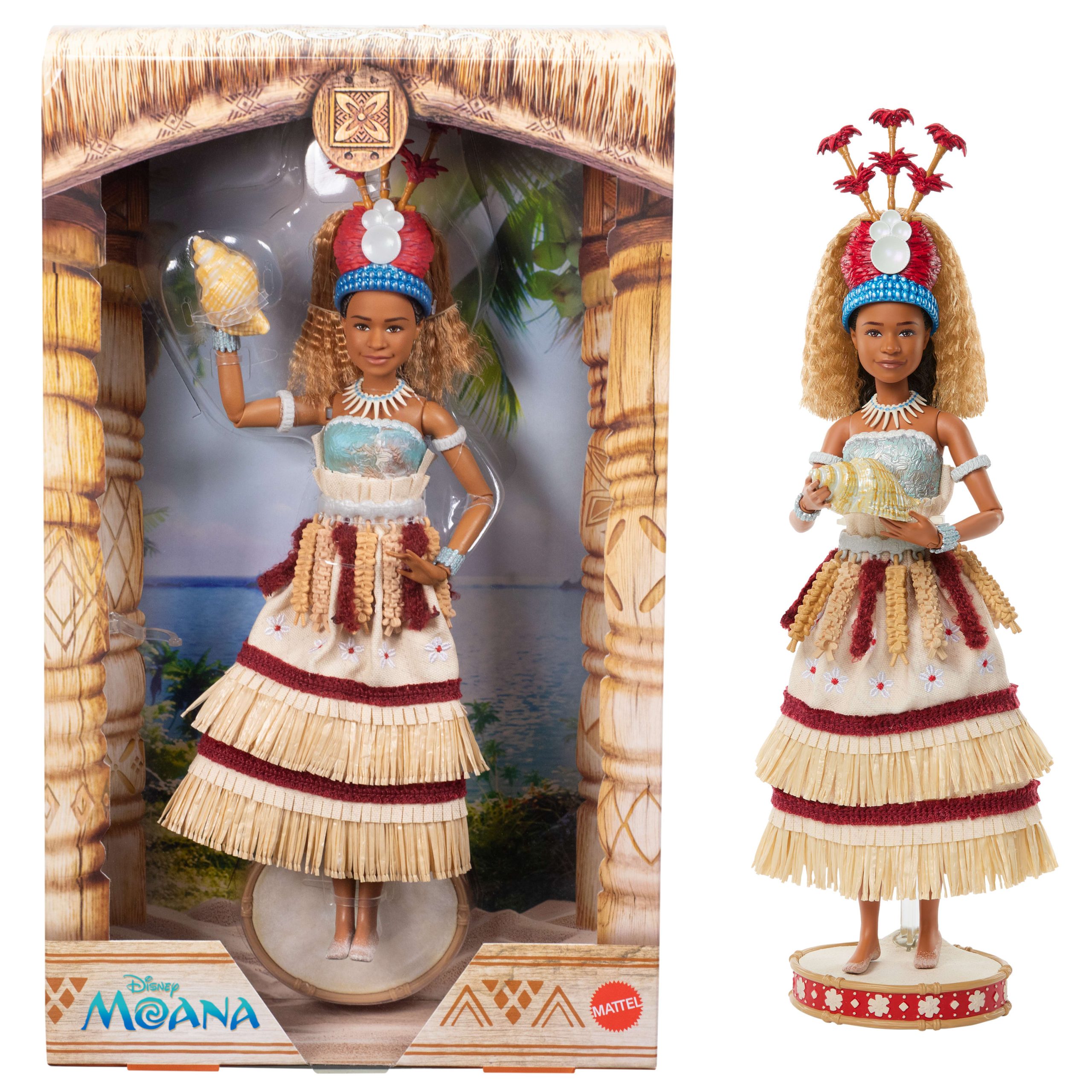 Poupée Mode Moana Disney Collector en Tenue Cérémonielle du Film en Prise de Vues Réelles Avec Coquillage