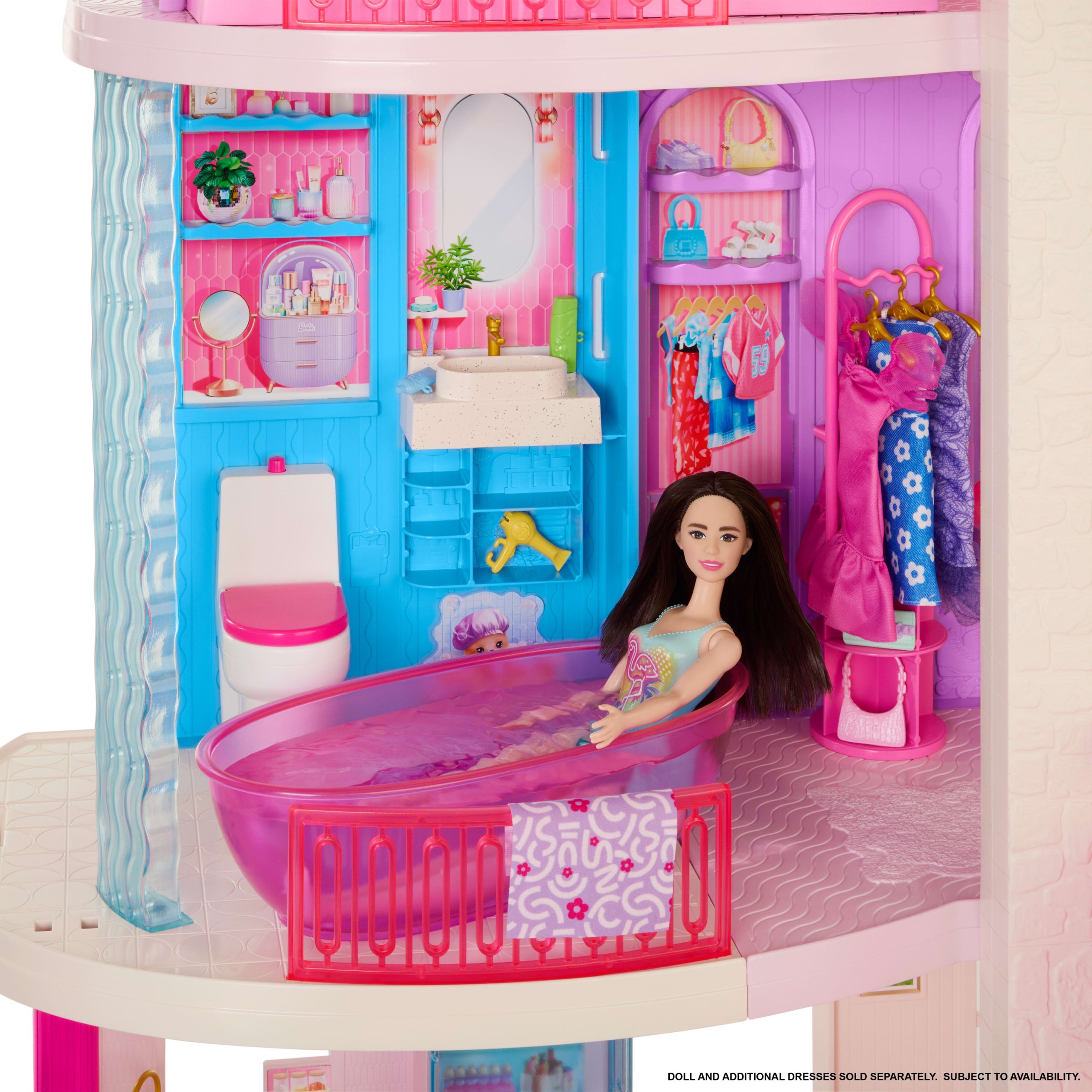 Barbie DreamHouse Dollhouse 2026. 2 Pools. 2 Slides. 2 Houses. Elevator With 3 Levels & 65+ Pieces Including Furniture & Accessories - Image 4