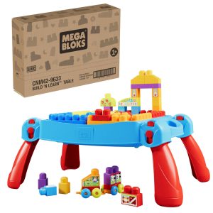 MEGA BLOKS First Builders Build 'n Learn Table Block Toy With Storage (30 Pieces) For Toddler