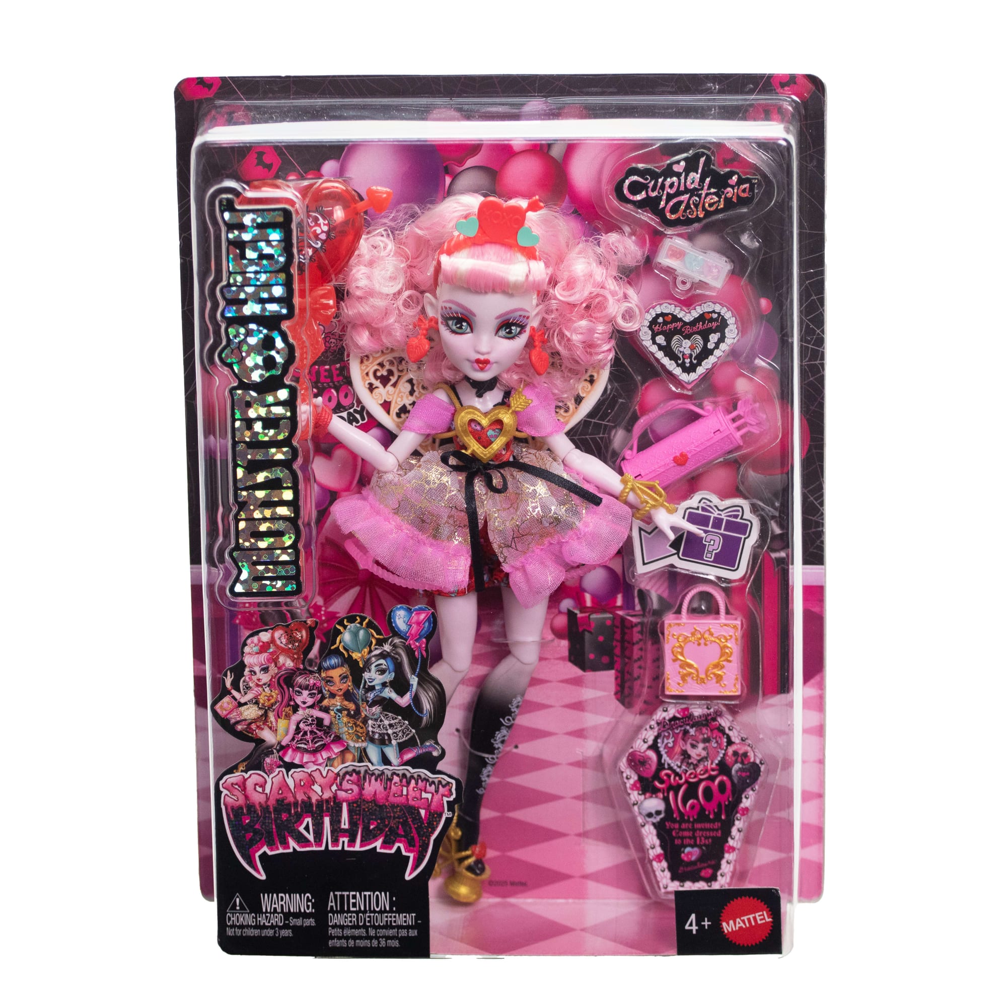 Monster High Scary Sweet Birthday Cupid Asteria Doll in Party Dress With Balloon & Gift - Image 6