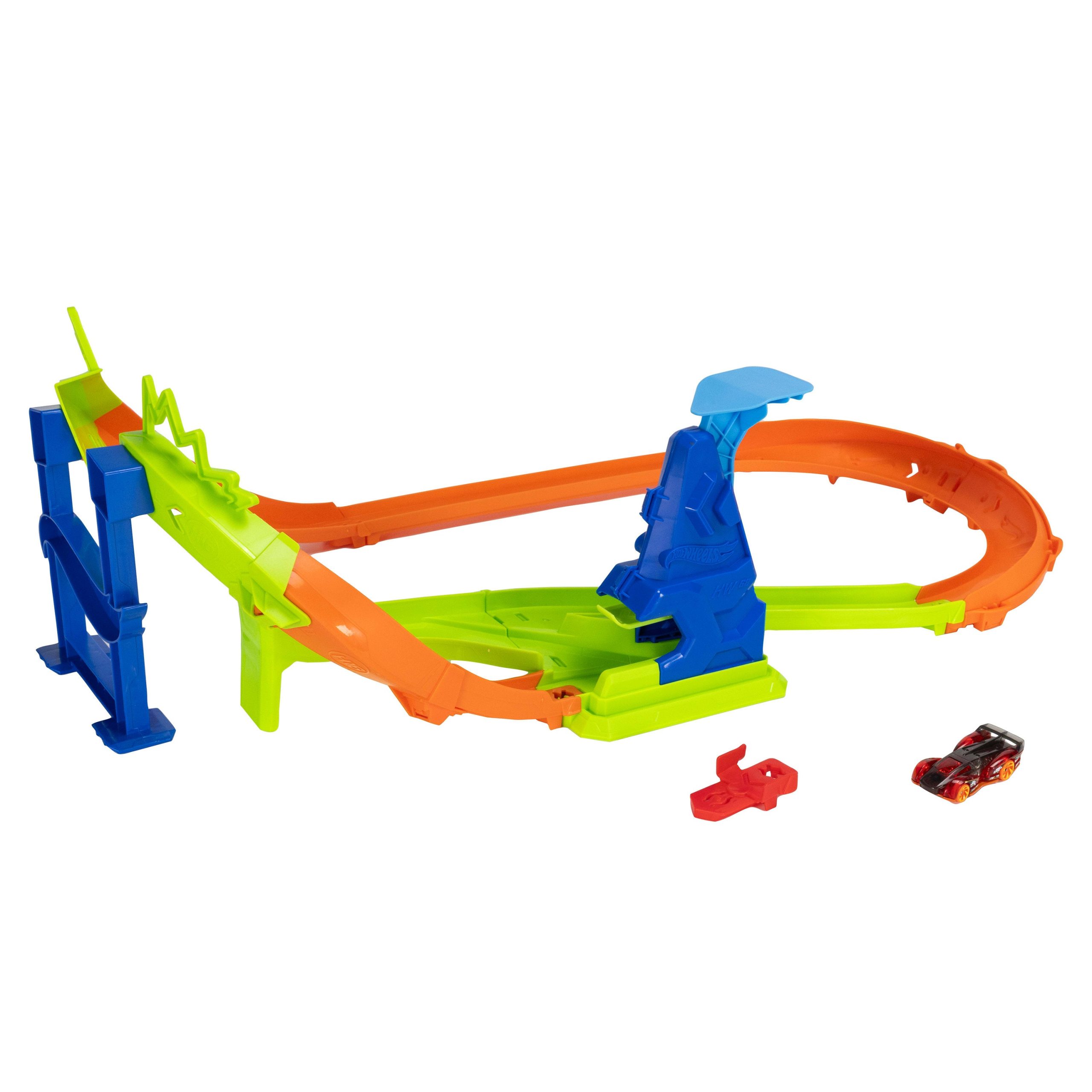 Hot Wheels Stunt Tracks Jump Circuit Speedway With 1:64 Scale Die-Cast Toy Car. 180-Degree Curve - Image 2