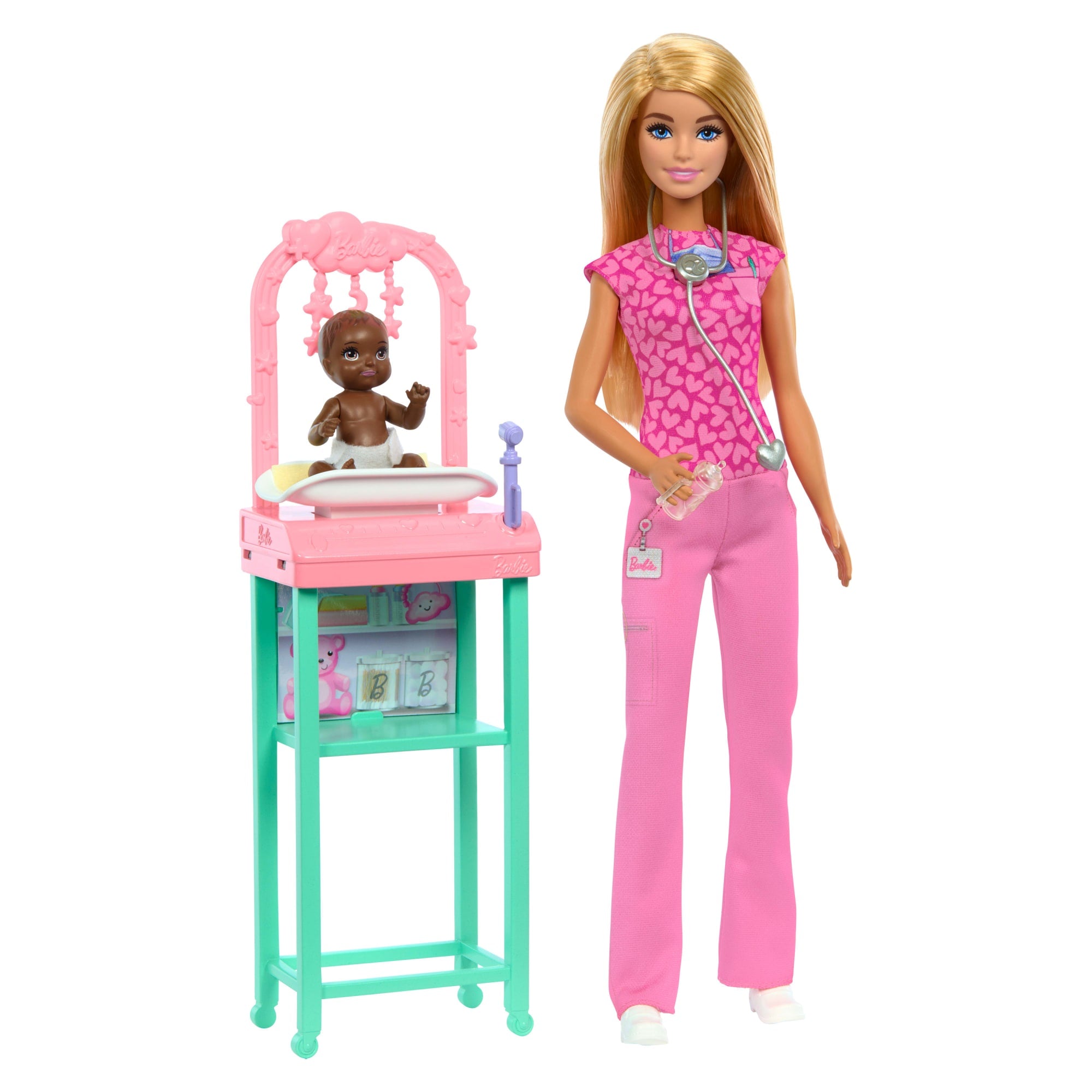 Barbie Baby Doctor Doll With Blonde Fashion Doll. 1 Baby Doll. Furniture & Accessories