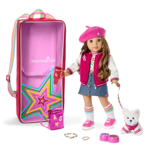 Truly Me™ 18-inch Doll #118. Accessories. Puppy & Doll Carrier