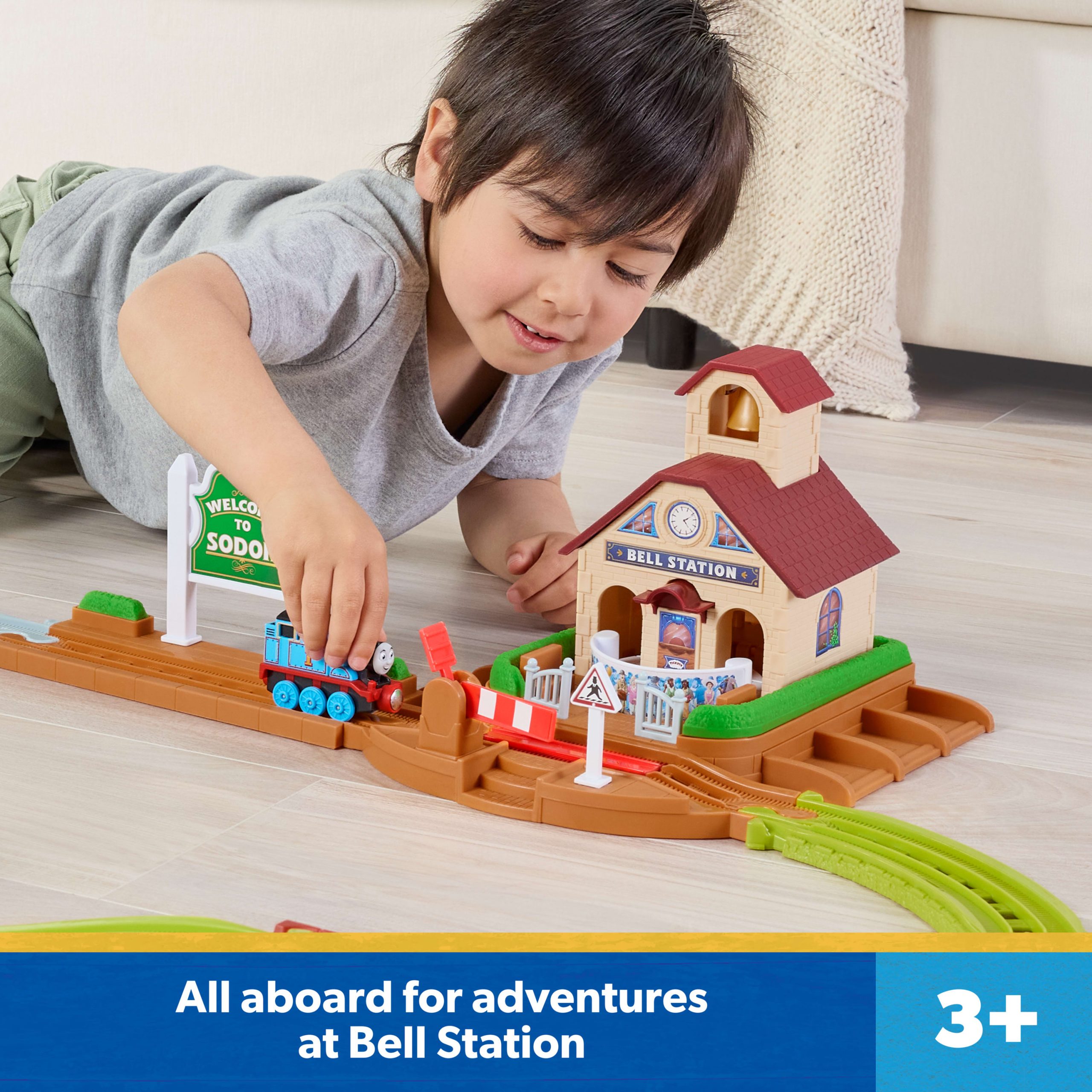 Thomas & Friends Bell Station Train Set By Fisher-Price With Push-Along Thomas Engine & Track - Image 2
