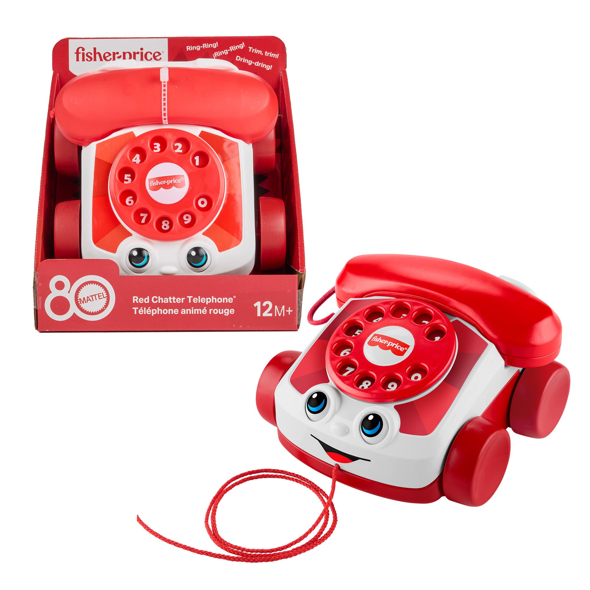 Fisher-Price Red Chatter Telephone Baby & Toddler Pull Toy. Mattel 80th Anniversary Edition