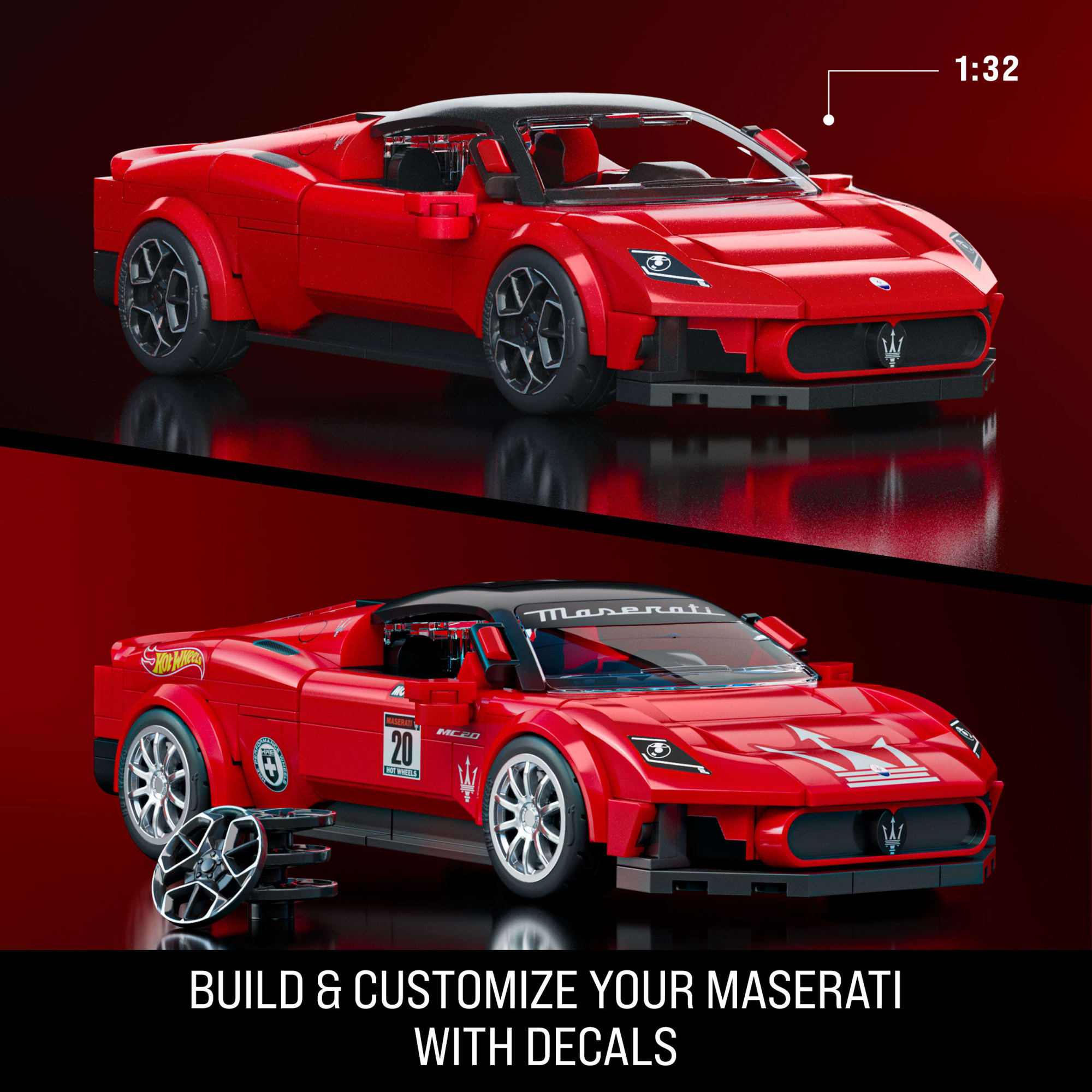 Mattel Brick Shop Hot Wheels Maserati Mc20 Building Toy Kit (250 Pieces). For Collectors - Image 3