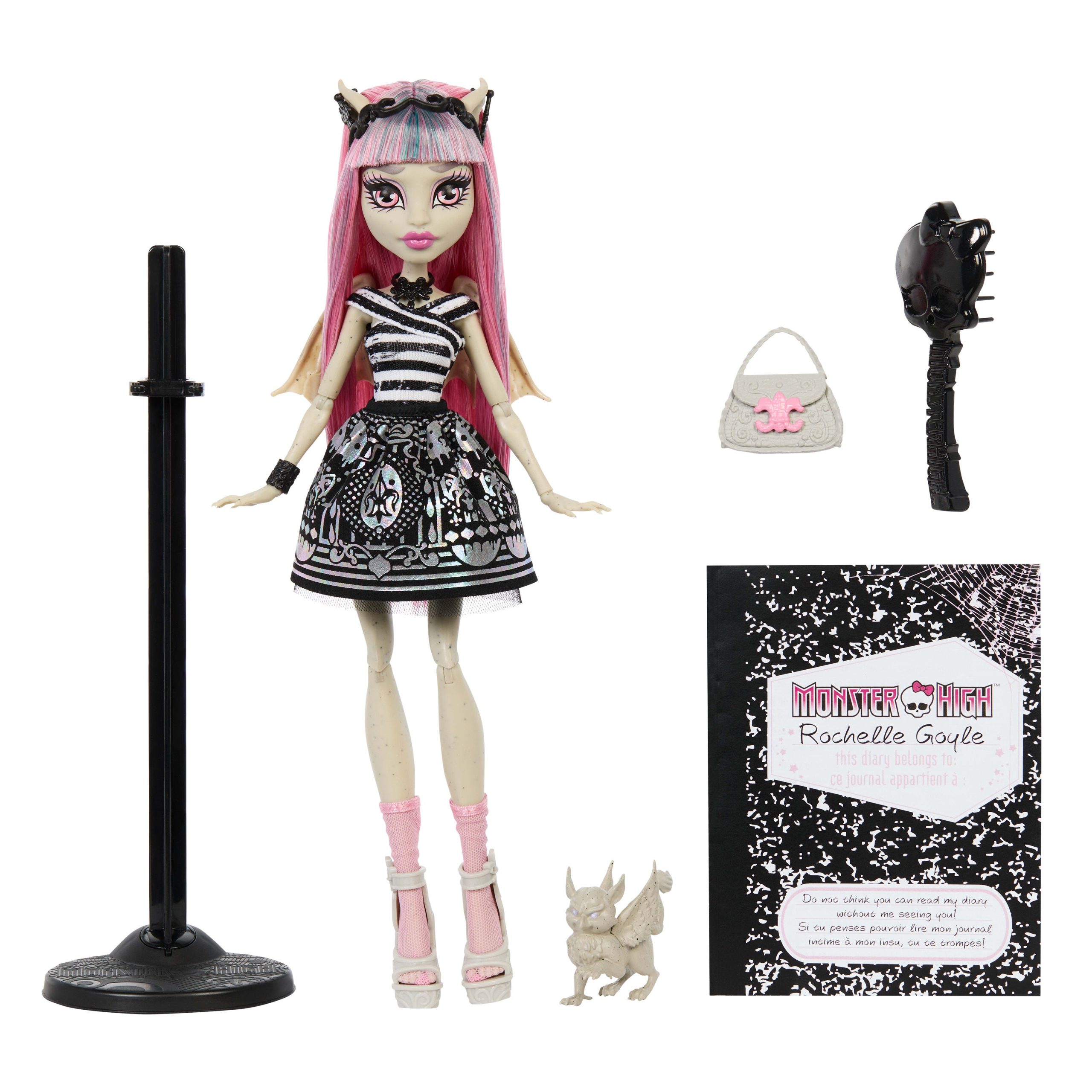 Monster High Boo-Riginal Creeproduction Rochelle Goyle Doll With Diary. Doll Stand And Pet - Image 5