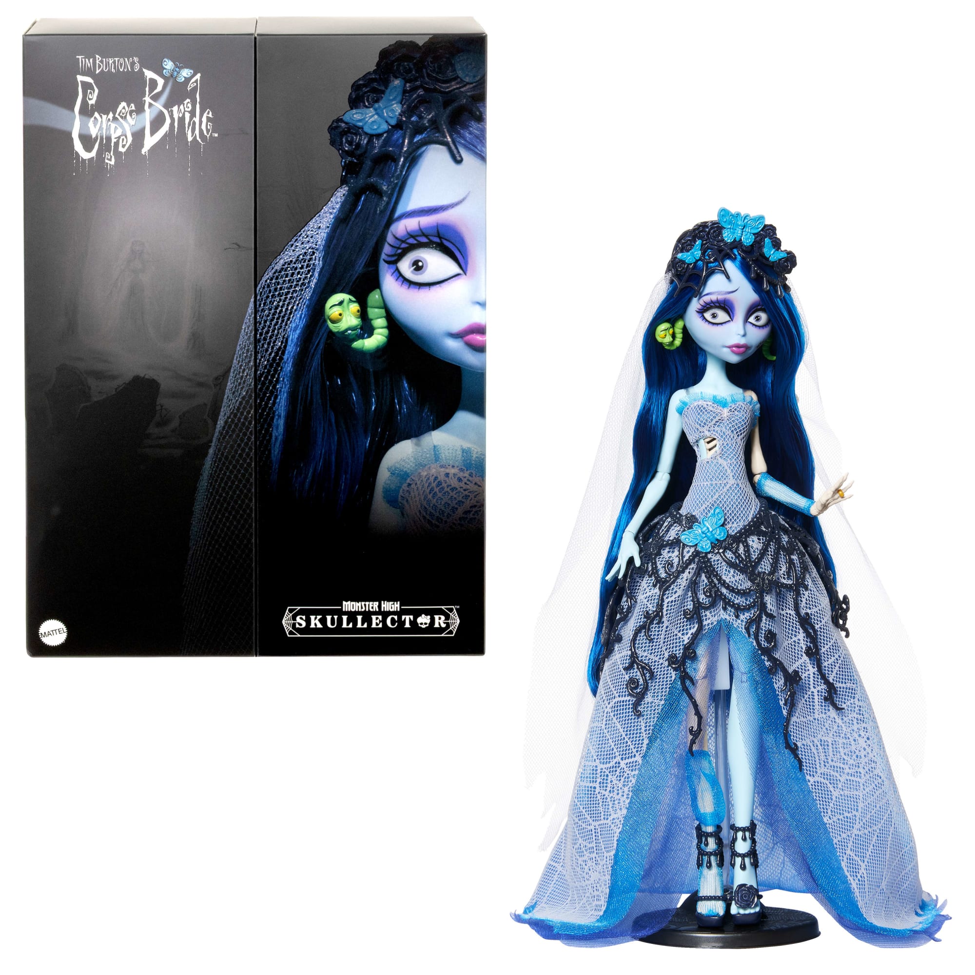 Monster High Skullector Corpse Bride Collectible Doll. Emily in Gothic Wedding Dress With Veil