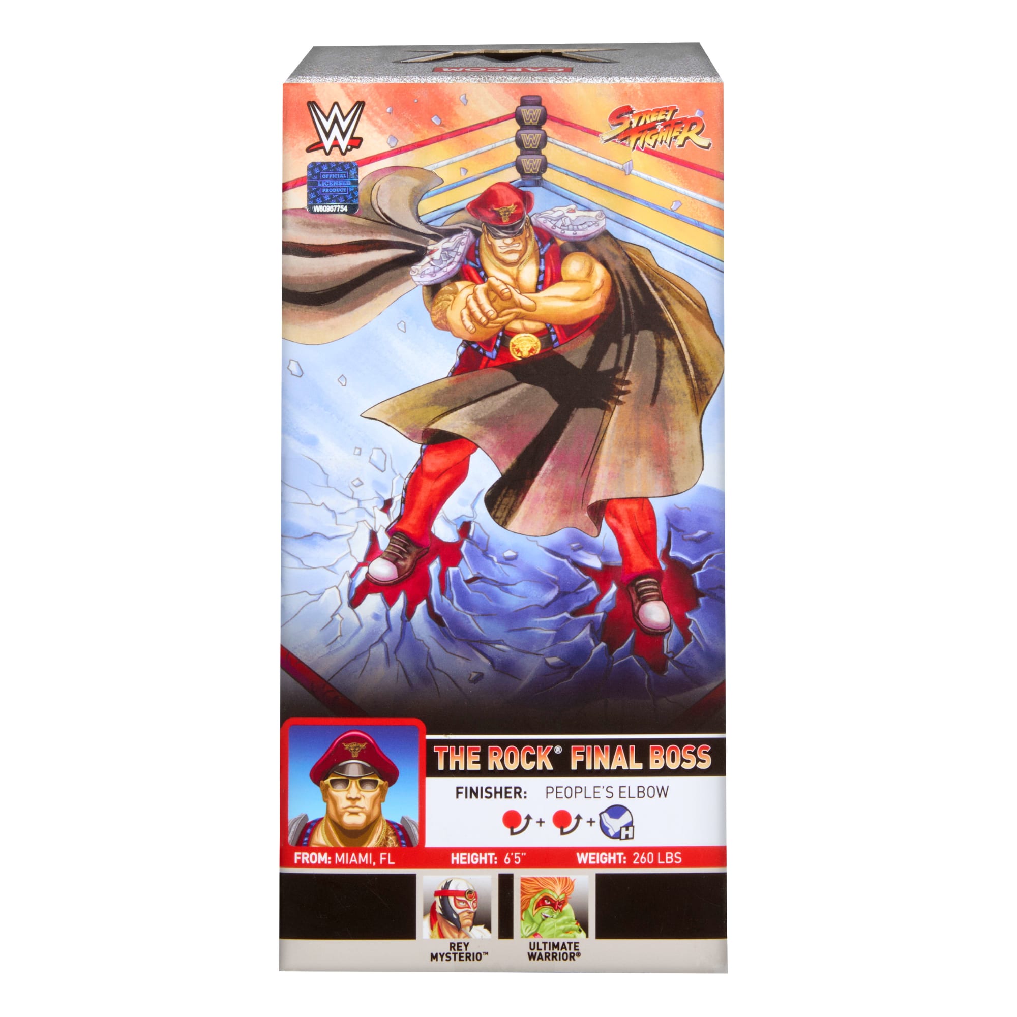 WWE X Street Fighter The Rock Final Boss Action Figure & Accessories. 6-Inch Collectible M. Bison Mashup Set - Image 6