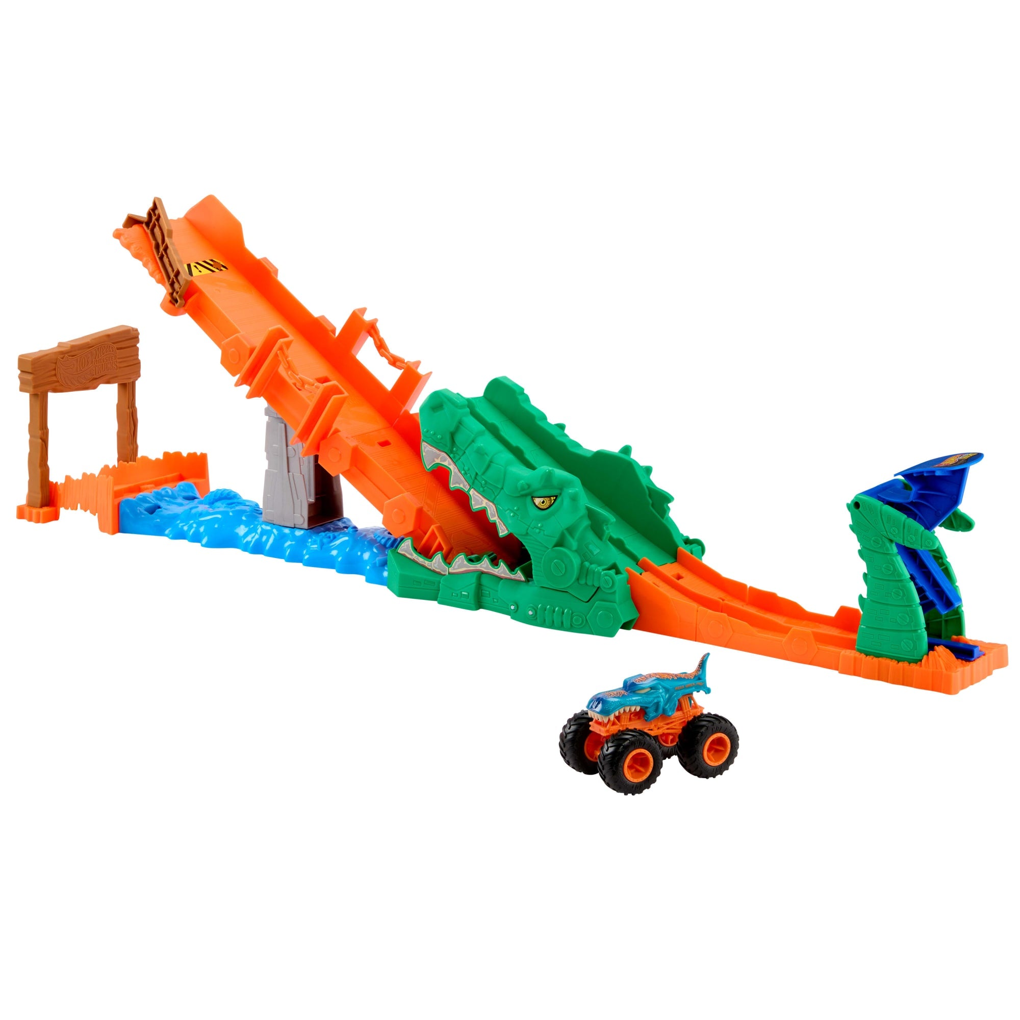 Coffret de Jeu Défi Attaque du Crocodile Monster Trucks Hot Wheels et Véhicule Mega-Wrex à L'Échelle 1:64 - Image 5