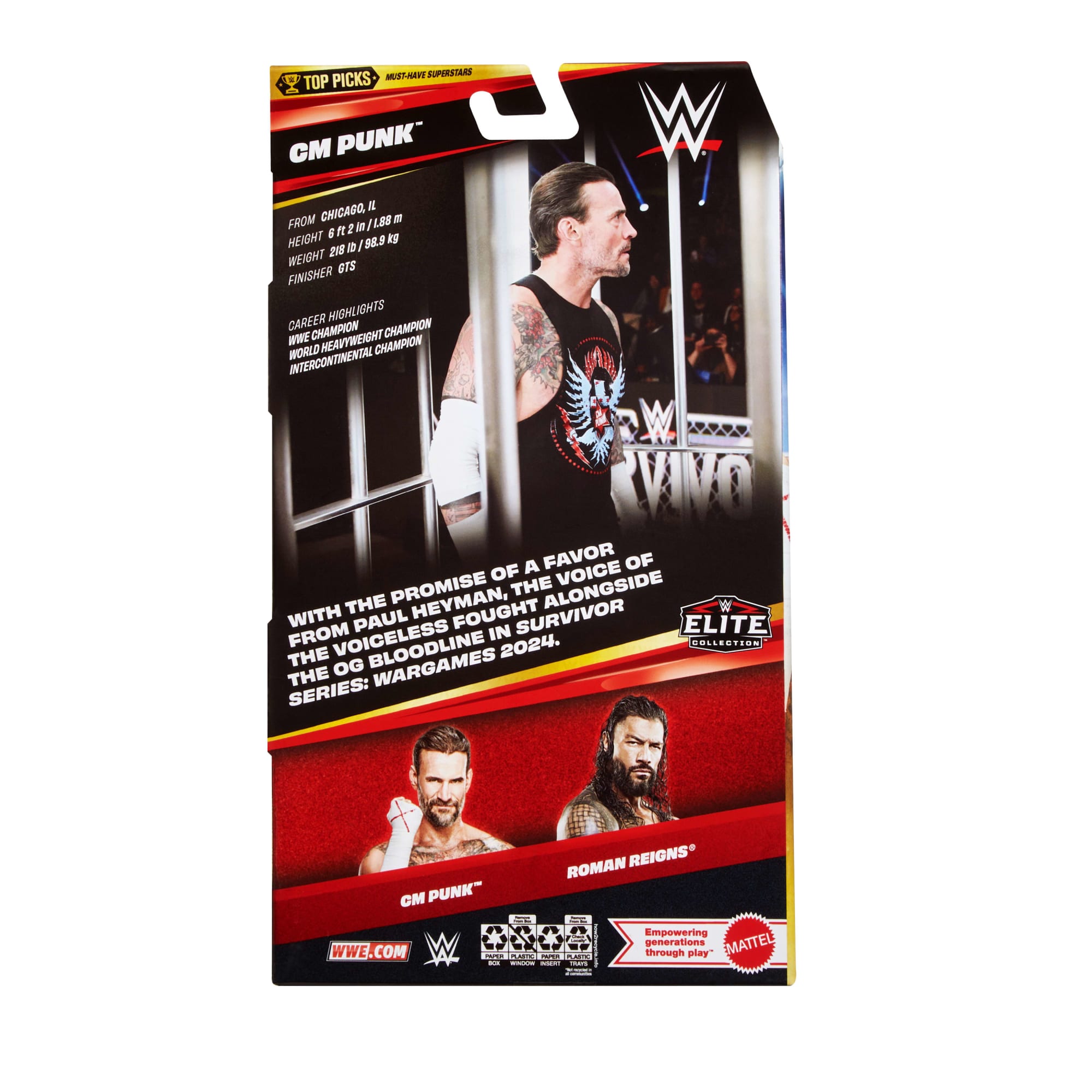 WWE Elite Collection Top Picks Cm Punk Action Figure & Accessories. 6-Inch Collectible Set - Image 6