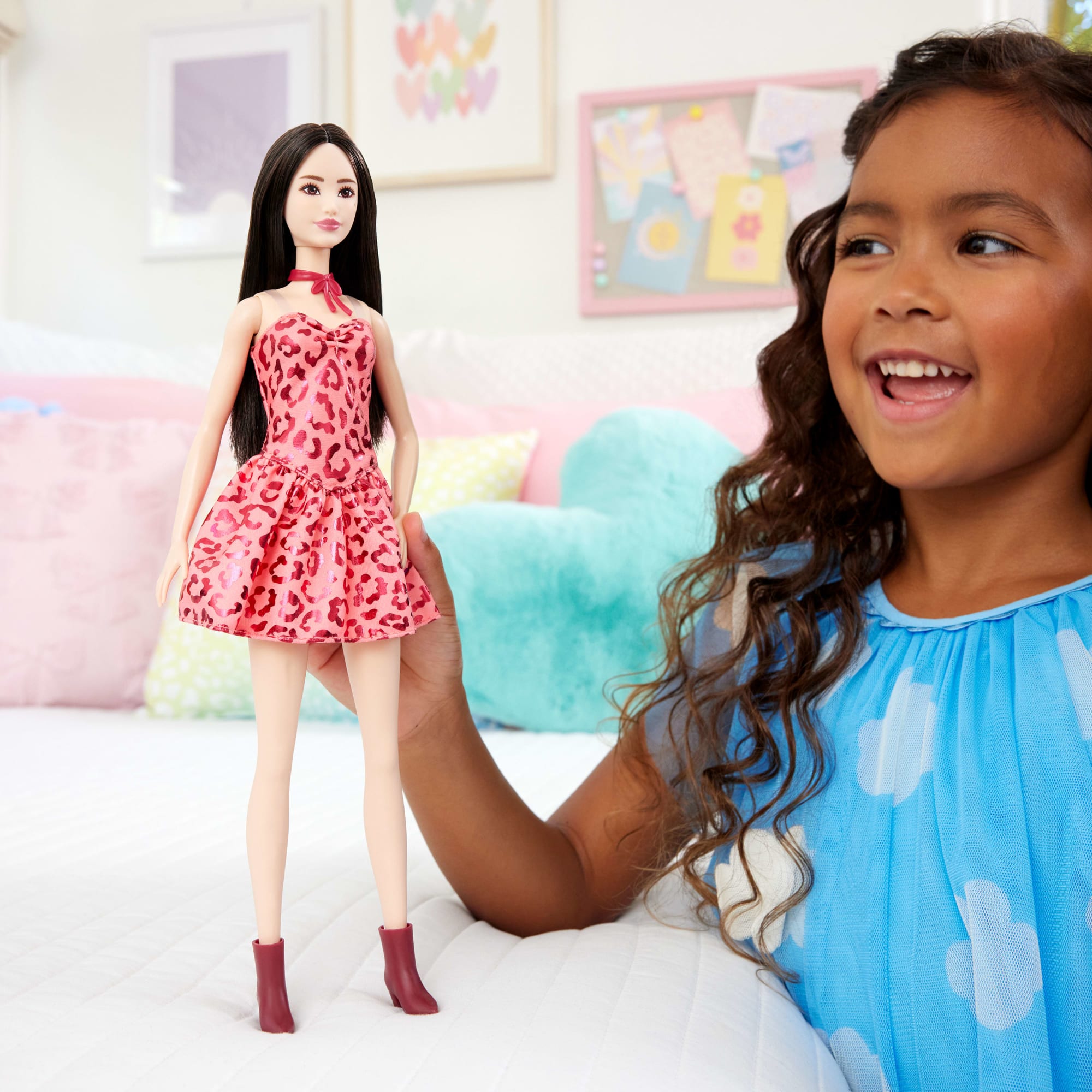 Barbie Fashionistas Doll #246 With Pink Leopard Print Dress. Black Hair - Image 2
