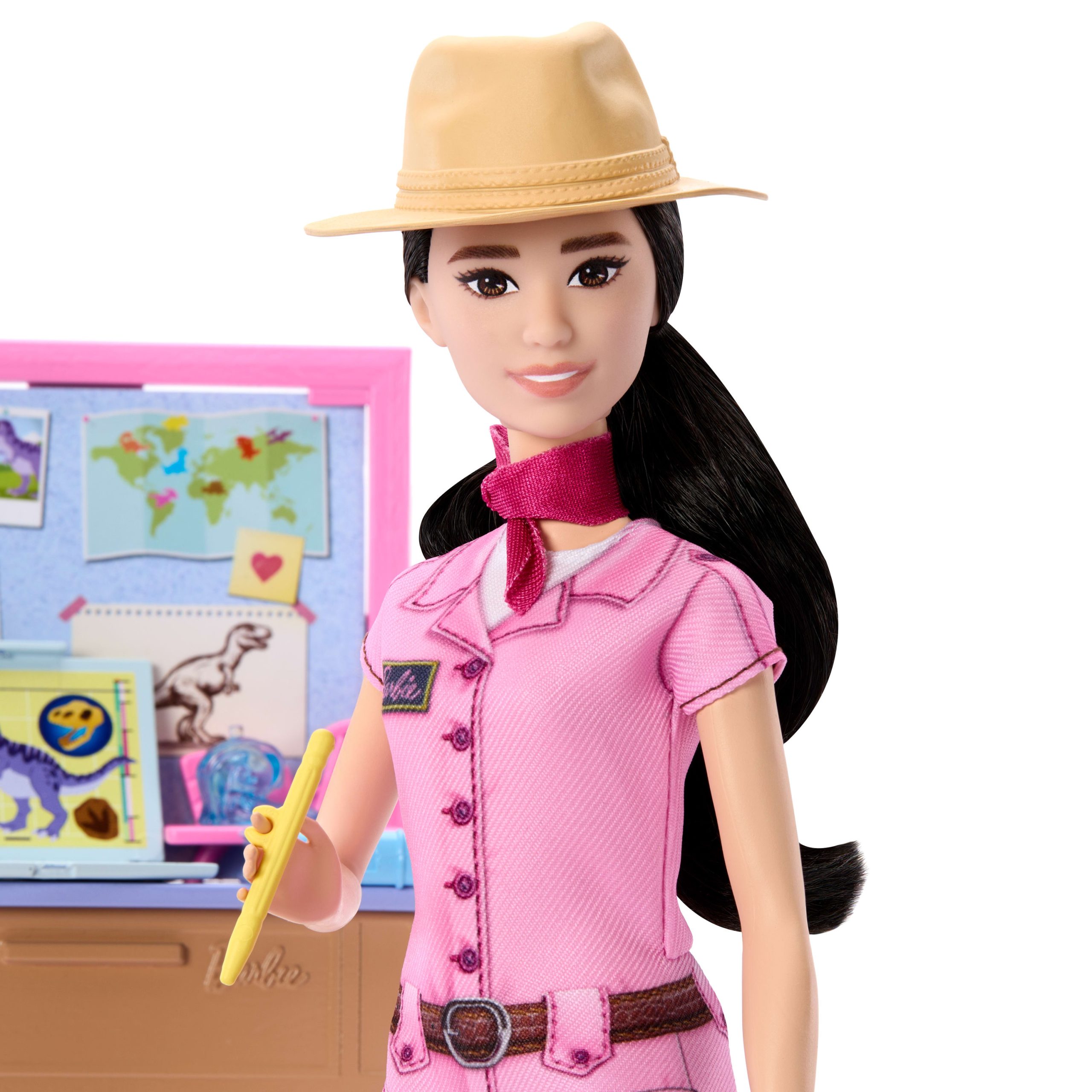 Barbie Careers Fashion Doll. Stem Paleontologist With Baby Dino. Themed Outfit. Dough & Sand Playset - Image 2