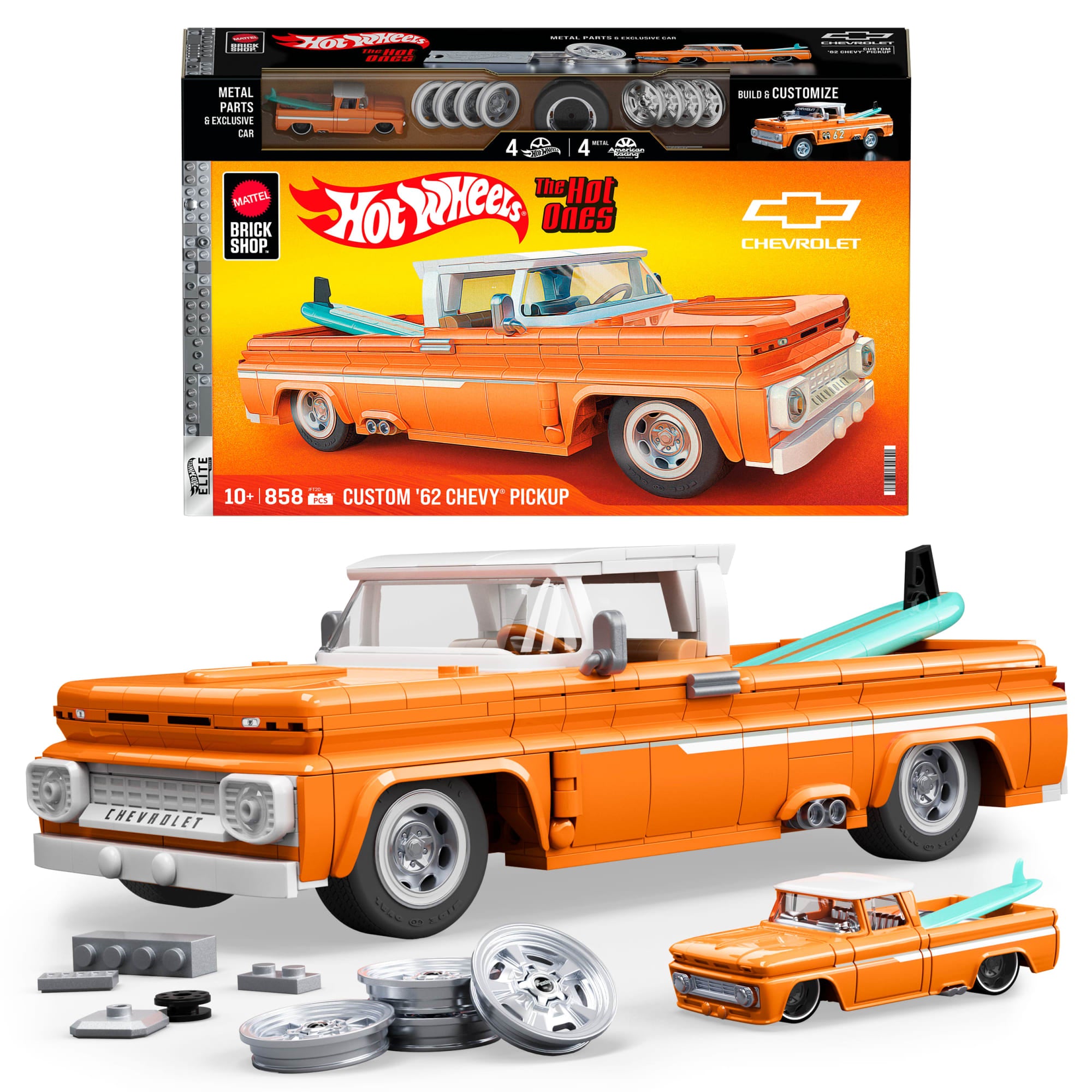 Mattel Brick Shop Hot Wheels Chevy Pickup Custom 1962. 858 Pièces. de Collect