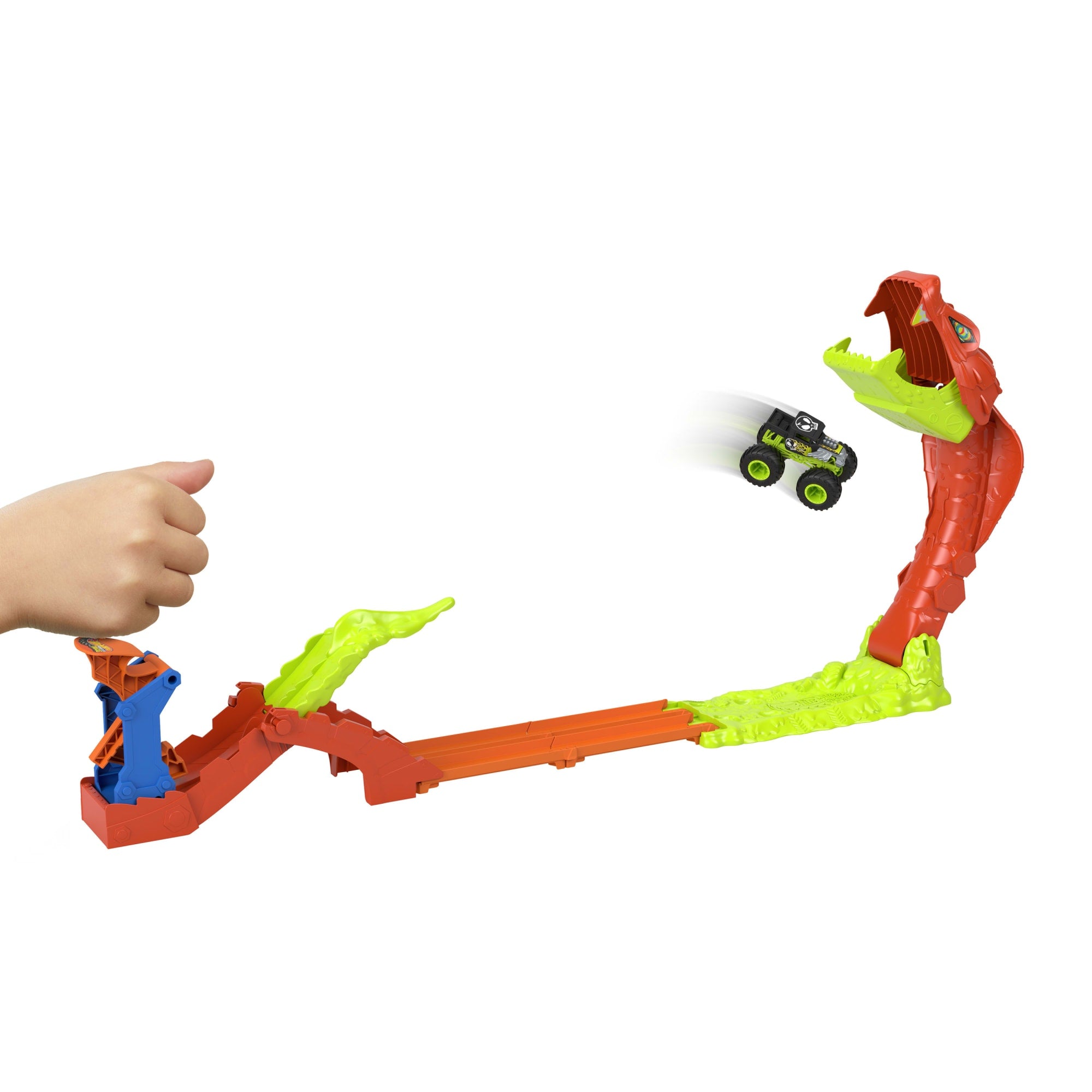 Hot Wheels Monster Trucks Snake Slam Takedown Playset With 1:64 Scale Bone Shaker Toy Vehicle - Image 2