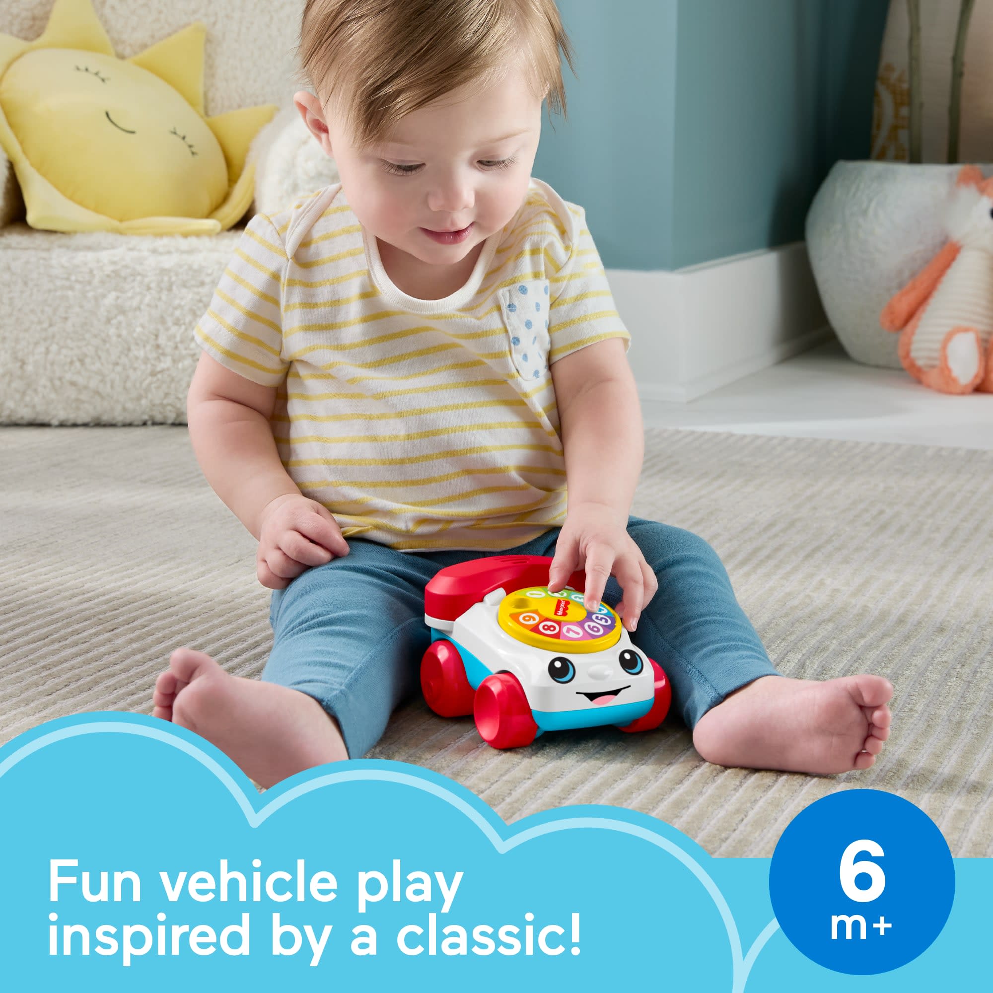 Fisher-Price Chatter Telephone Vehicle Push-Along Toy With Sounds For Baby & Toddler - Image 3