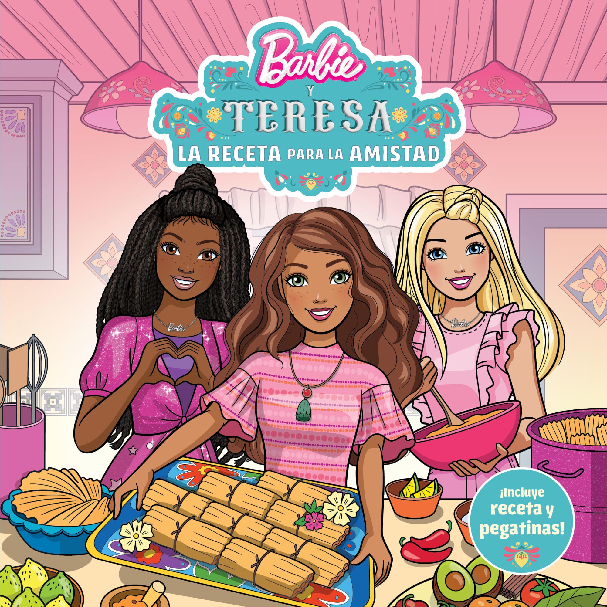 Barbie And Teresea: Recipe For Friendship Paperback Book & 2 Sticker Sheets. Spanish-Language
