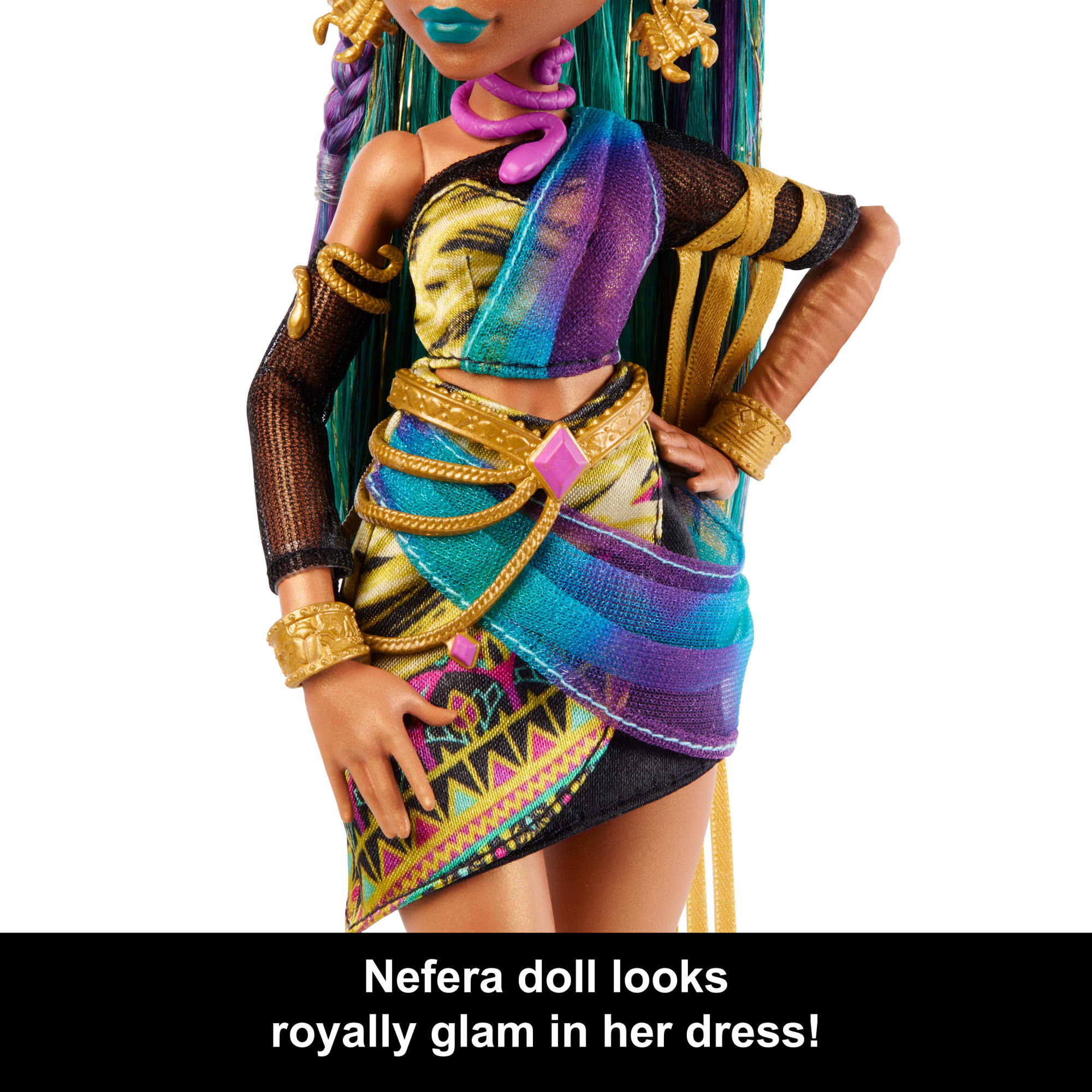 Monster High Nefera De Nile Doll With Pet Scarab Lavish And 7 Accessories Like Purse And Snacks - Image 3