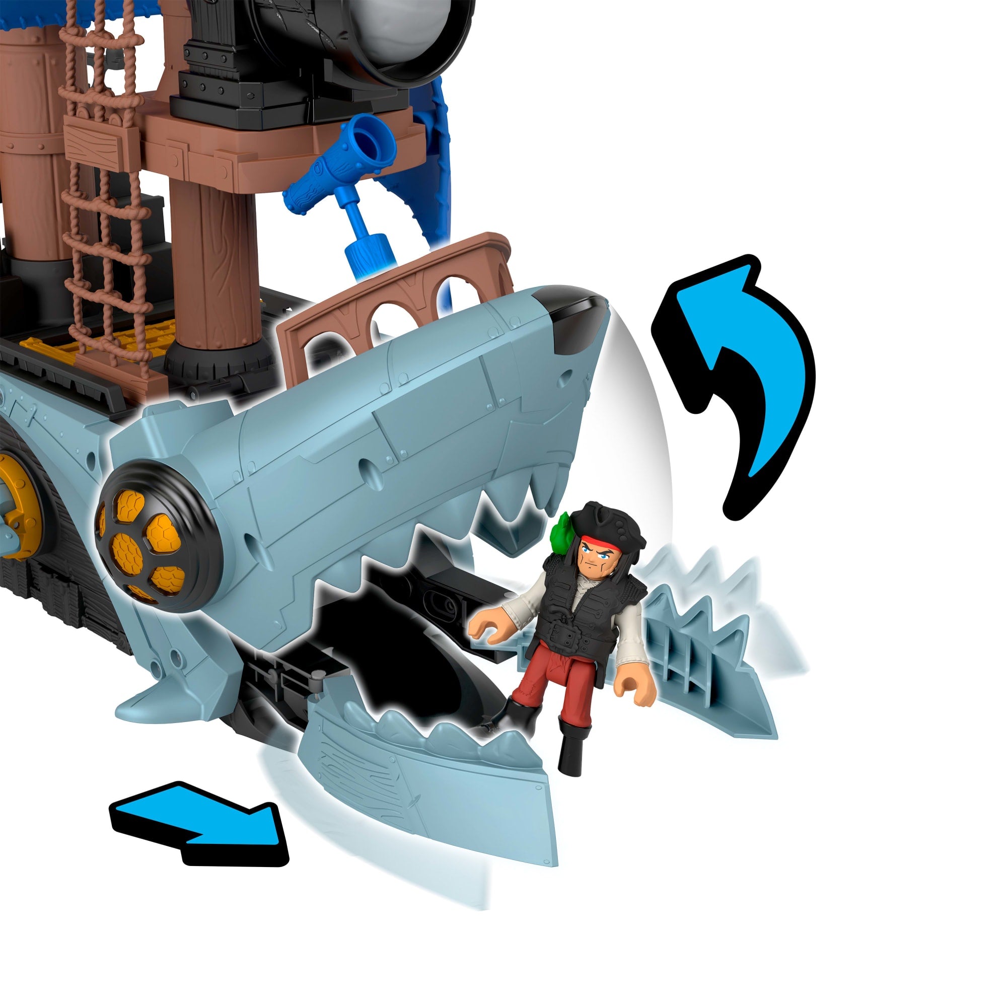 Coffret de Jeu Bateau-Pirate Requin Imaginext Avec 2 Figurines Articulées. Bateau Jouet et Accessoires - Image 6
