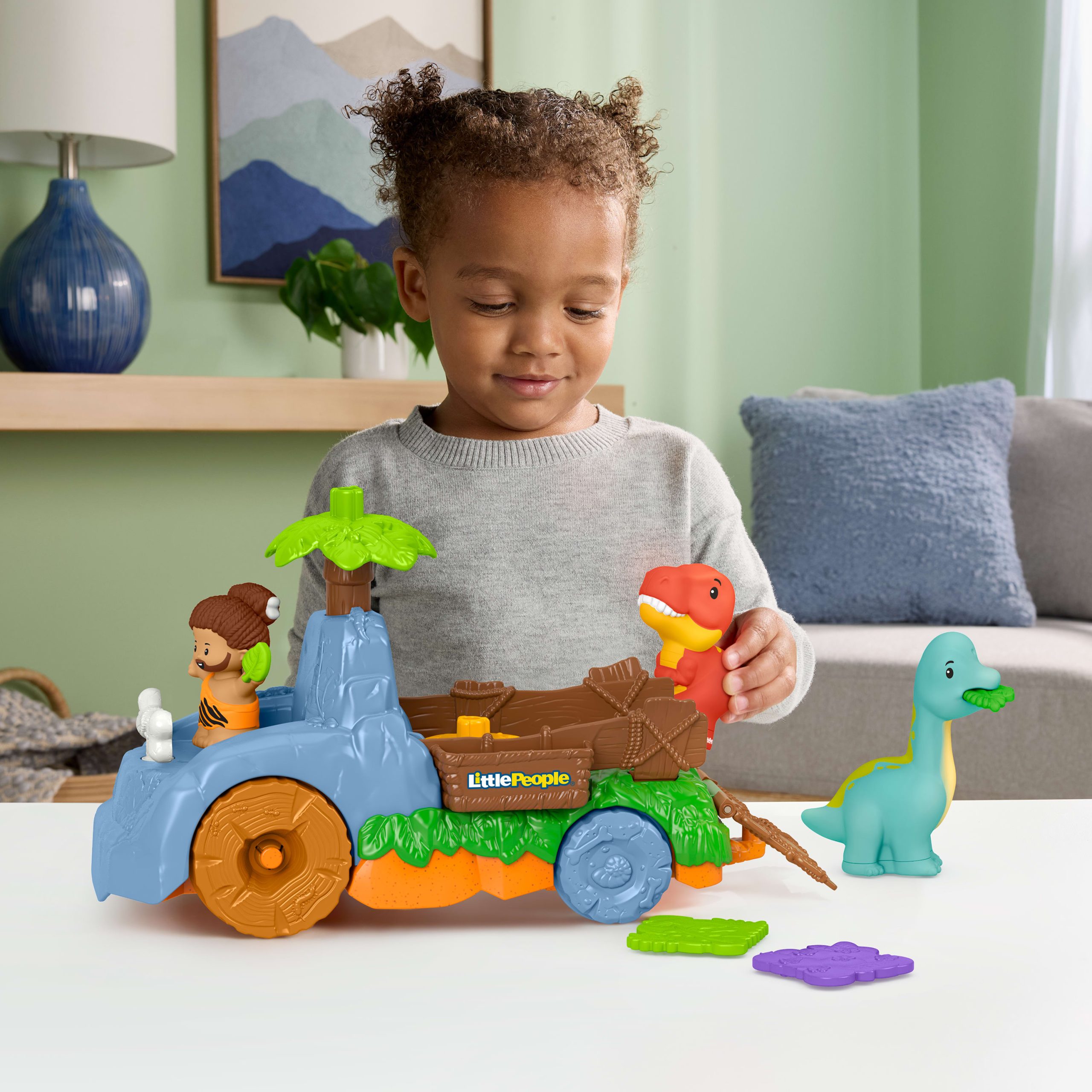 Camion Dino Gigoteur Little People de Fisher-Price. Coffret de Dinosaures de 6 Éléments Pour Les Tout-Petits - Image 2