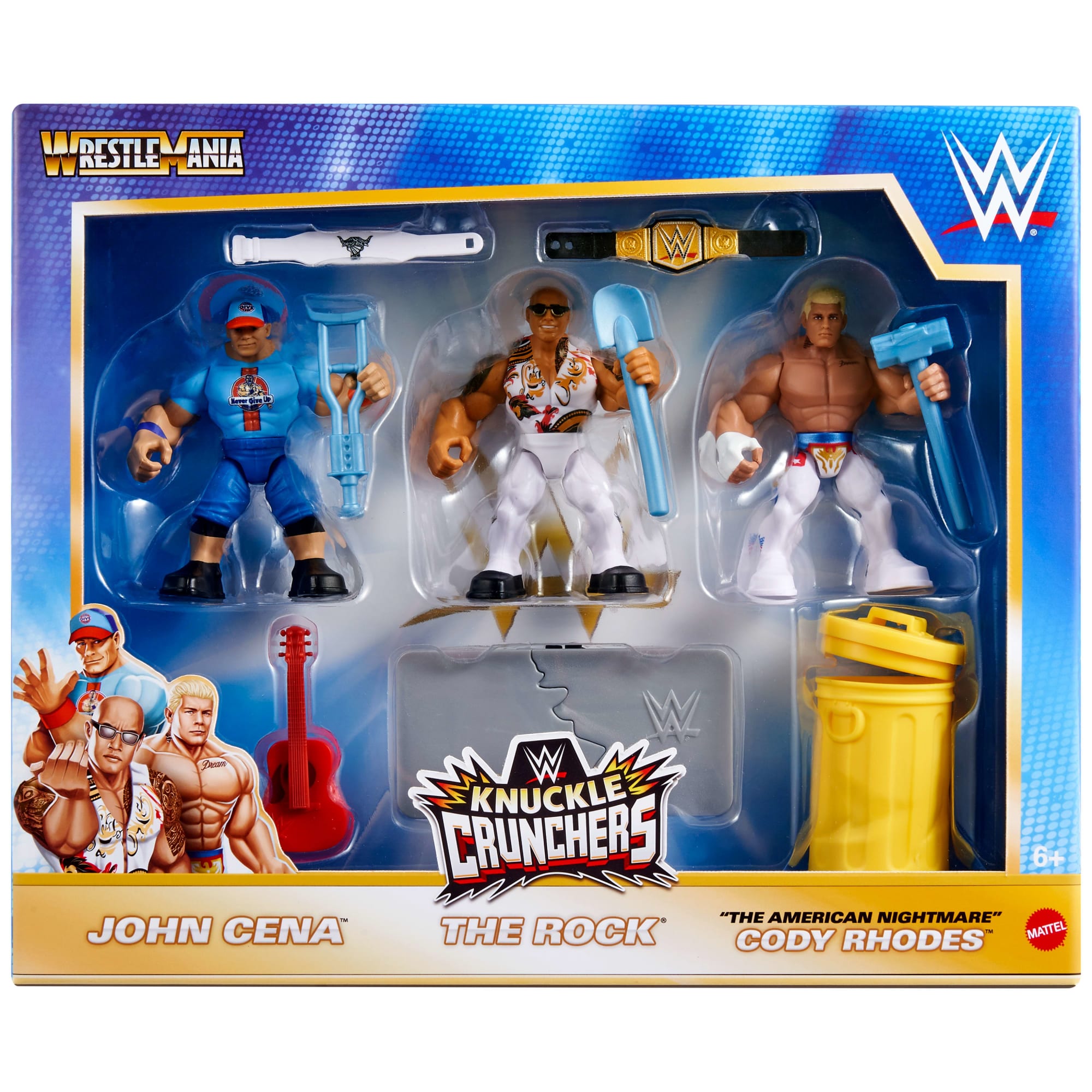 WWE Knuckle Crunchers Action Figures 3-Pack With 8 Accessories. Bone-Crunching Movement - Image 2