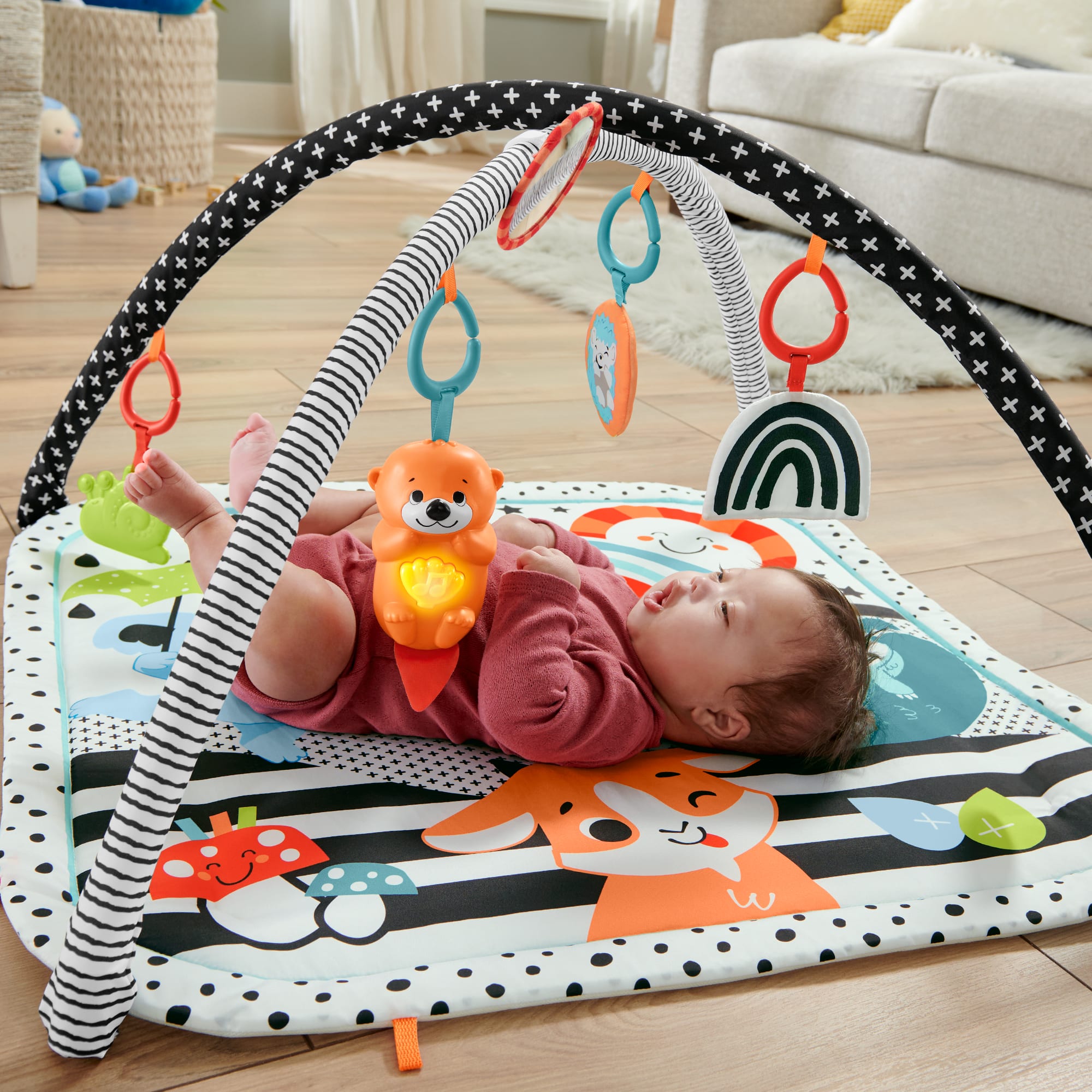 Fisher-Price 3-in-1 Music Glow & Grow Gym. Baby Playmat With Lights & Newborn Sensory Toys - Image 2