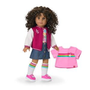 Truly Me™ 18-inch Doll #132 with curly dark-brown hair