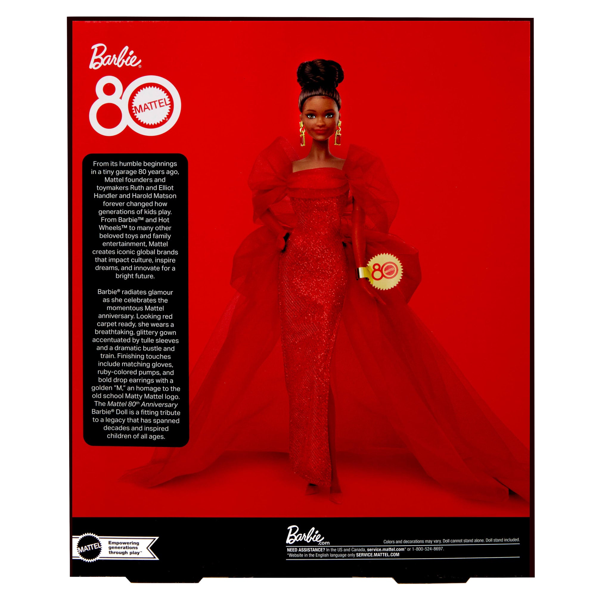 Barbie Signature Collectible Doll For Mattel 80Th Anniversary. Glittery Red Tulle Gown. Brunette - Image 6