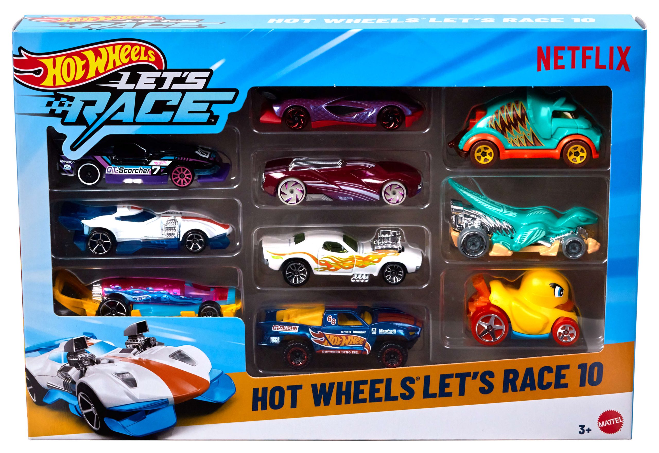 Hot Wheels Let's Race 10-Pack Of 1:64 Scale Toy Cars & Trucks From Netflix Show - Image 6