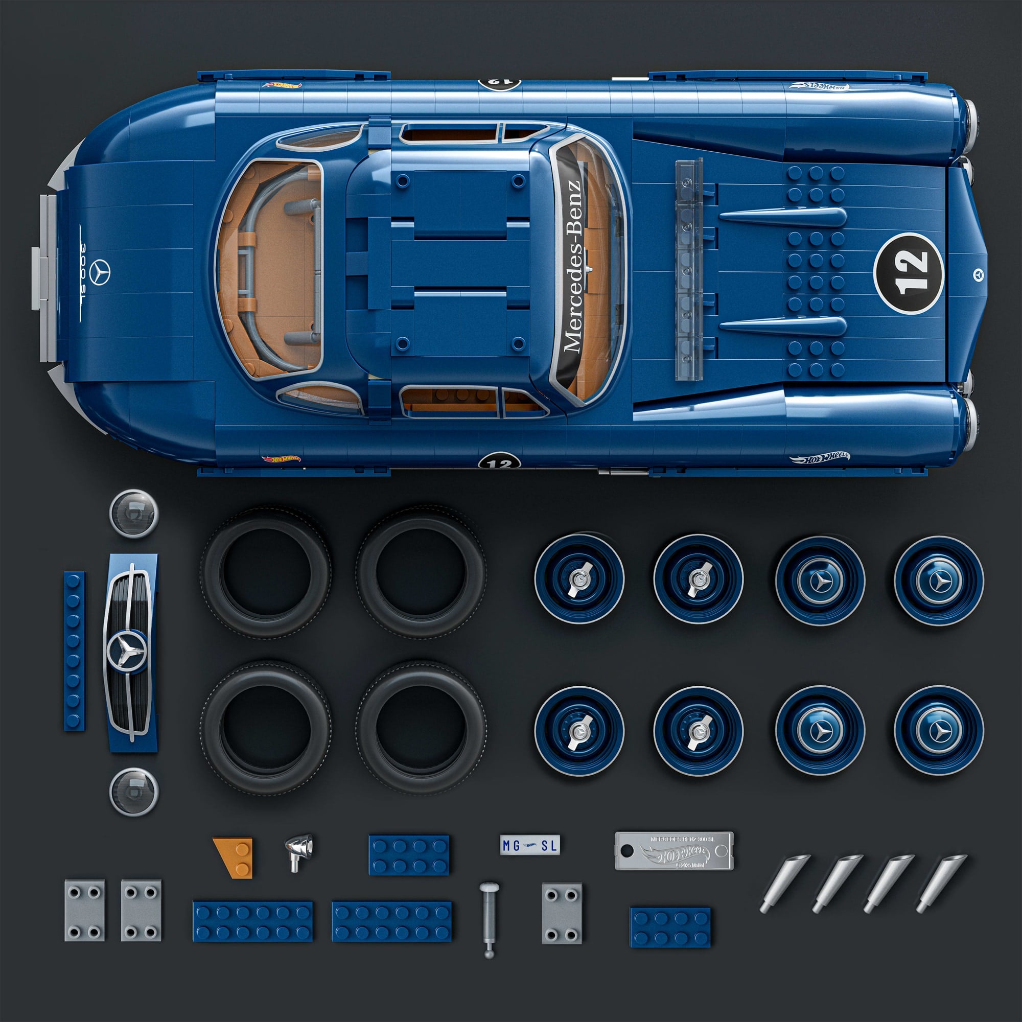 Mattel Brick Shop Hot Wheels Jogo de Construção Premium Mercedes-Benz 300 SL - Image 4