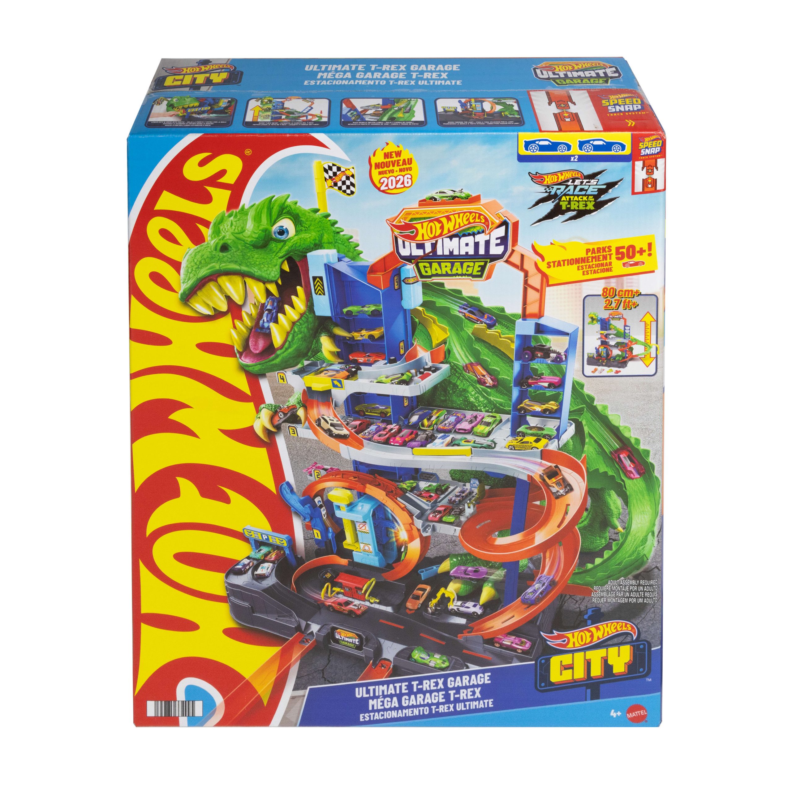 Hot Wheels City Ultimate T-Rex Garage With 2 Toy Cars & Storage For 50+. Race & Stunt. Dino Nemesis - Image 6