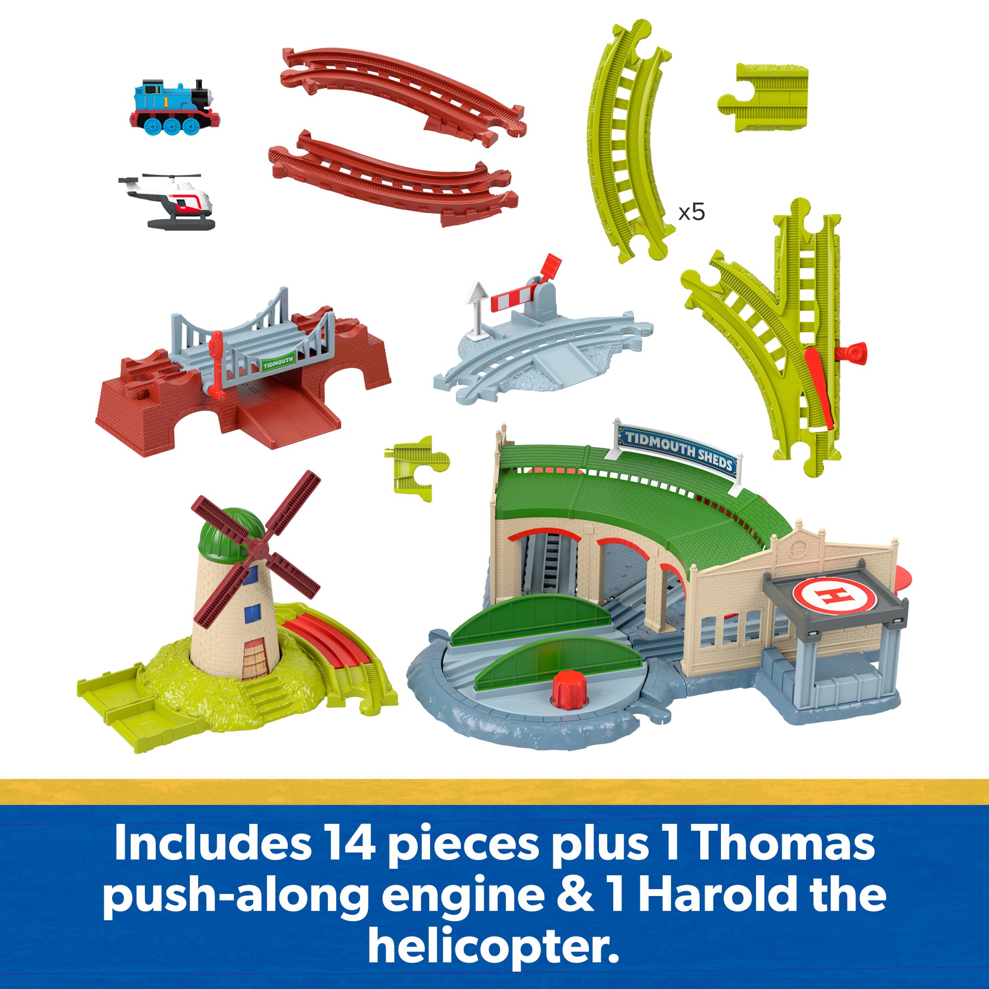 Thomas & Friends Explorin' Tidmouth Sheds Track Set By Fisher-Price. With Engine & Helicopter - Image 5