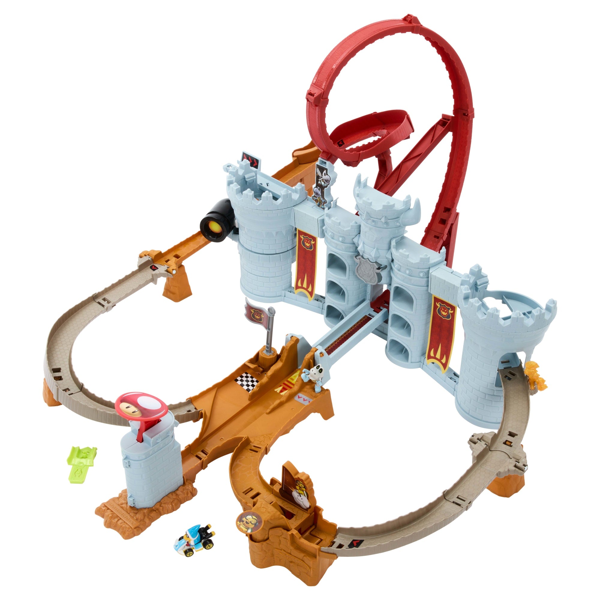 Hot Wheels Mario Kart Bowser's Castle Track Set With 1:64 Scale Die-Cast Kamek Toy Vehicle & Storage - Image 2