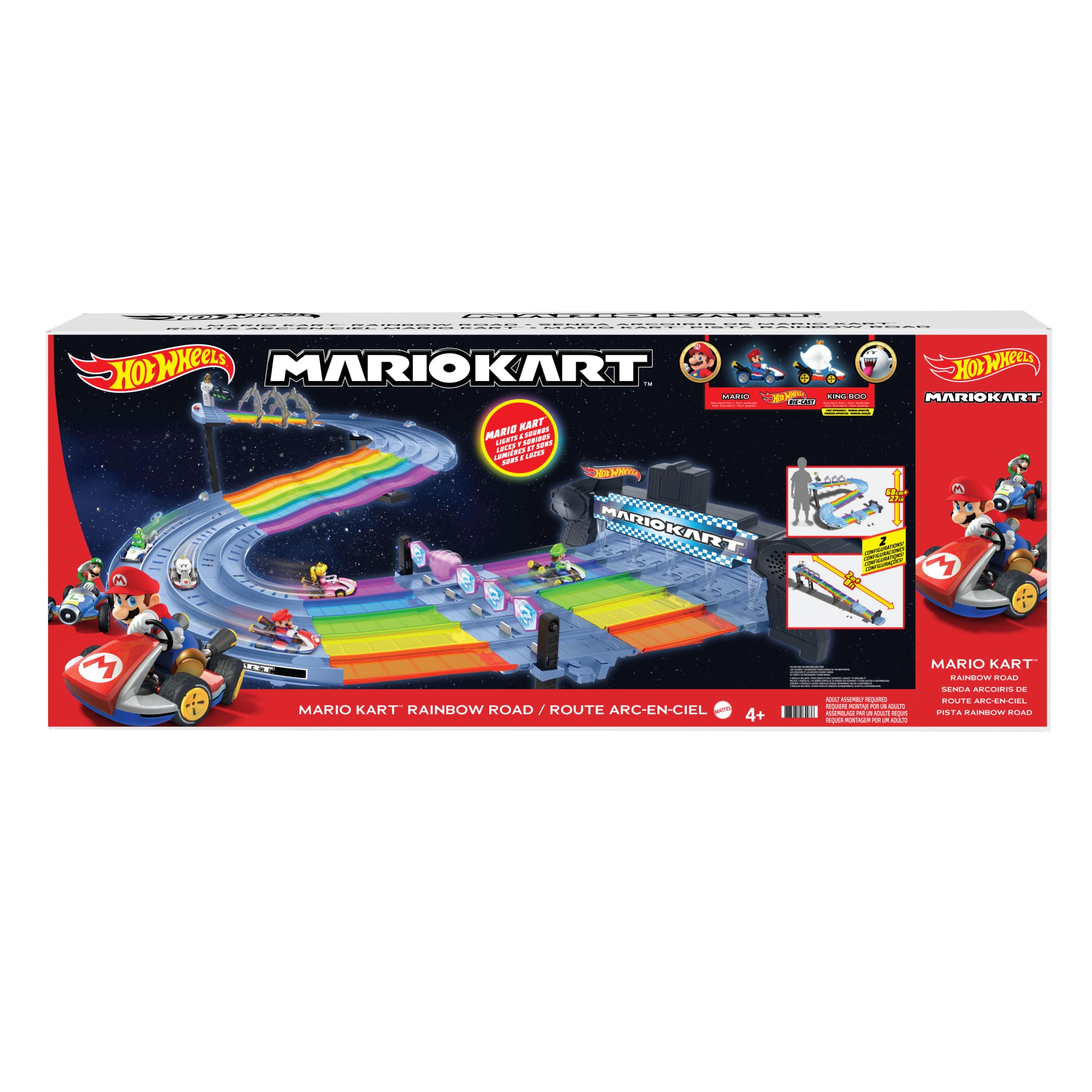 Hot Wheels Mario Kart Rainbow Road Raceway Set With 2 1:64 Scale Vehicles - Image 6