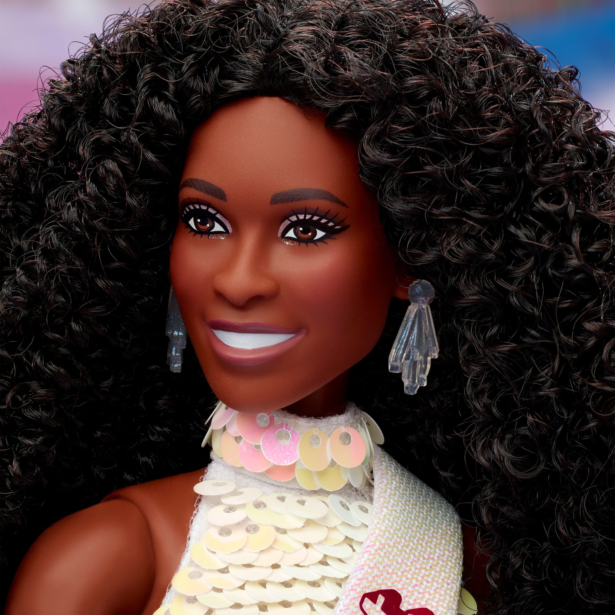 Barbie The Movie President Collectible Doll. Issa Rae As President Barbie Wearing Shimmery White Blouse & Short Set - Image 3
